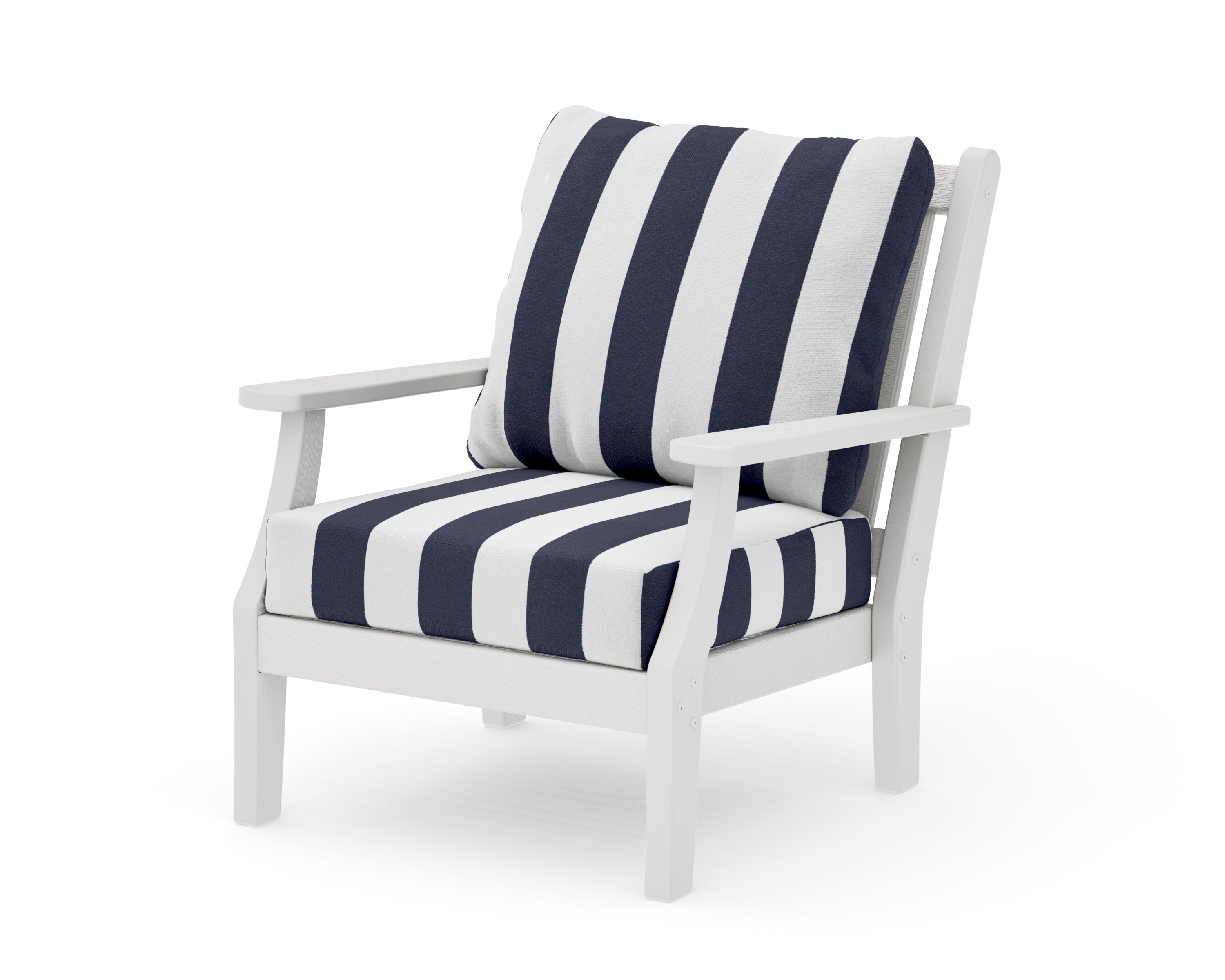 Wovendale Deep Seating Chair in Vintage White / Cabana Stripe Navy