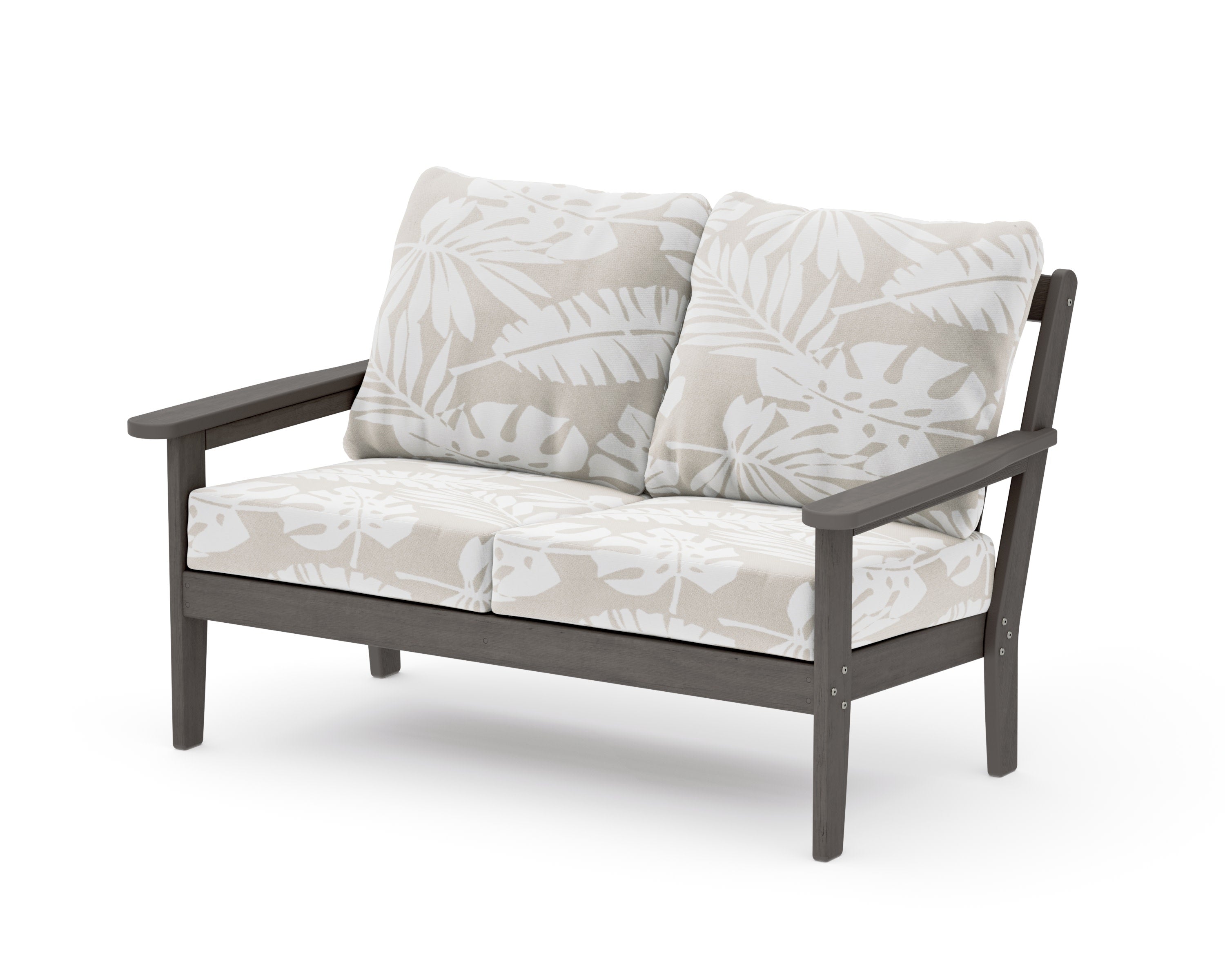Cottage Deep Seating Loveseat in Driftwood / Leaf Dune Burlap