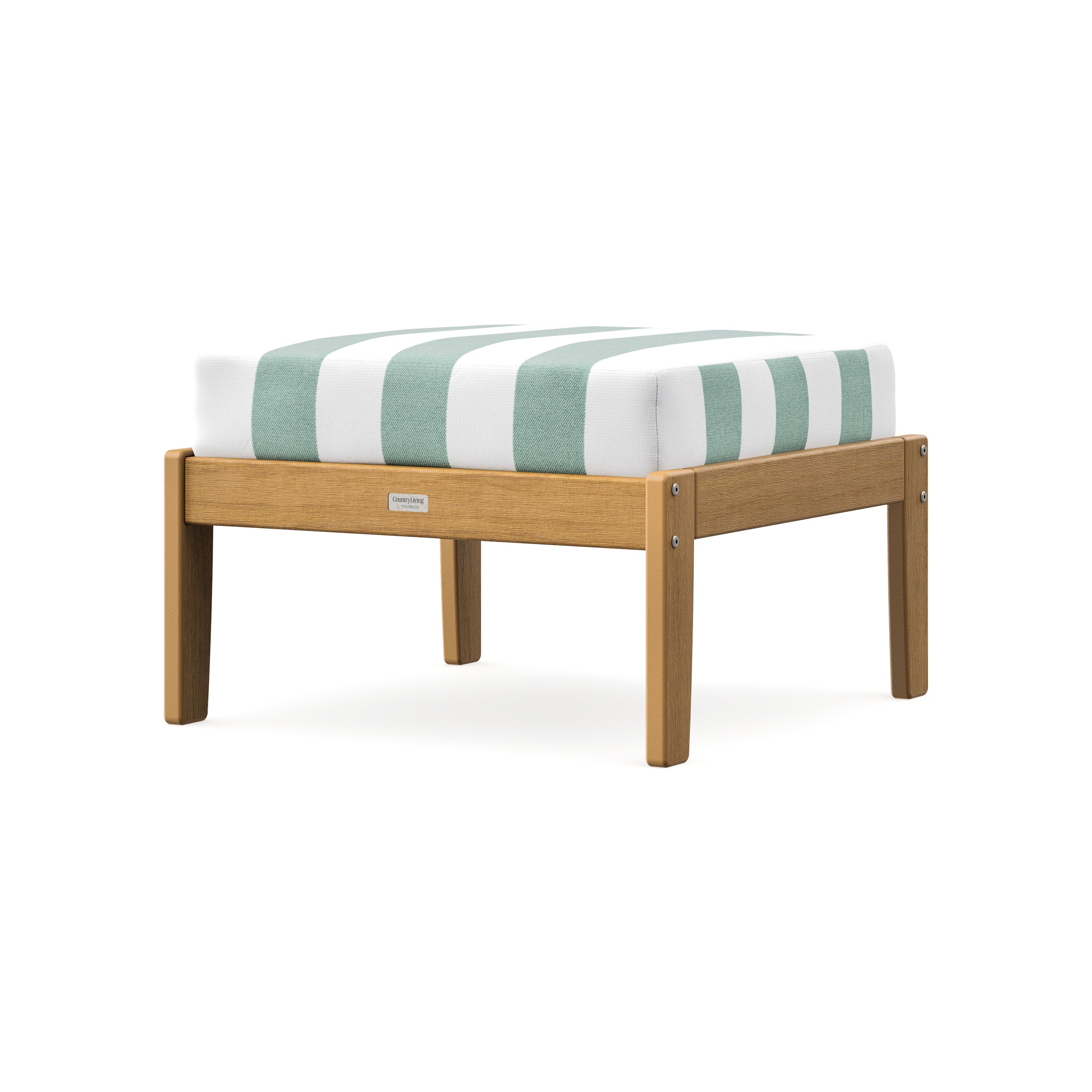 Cottage Deep Seating Ottoman in Natural / Cabana Stripe Glacier Spa