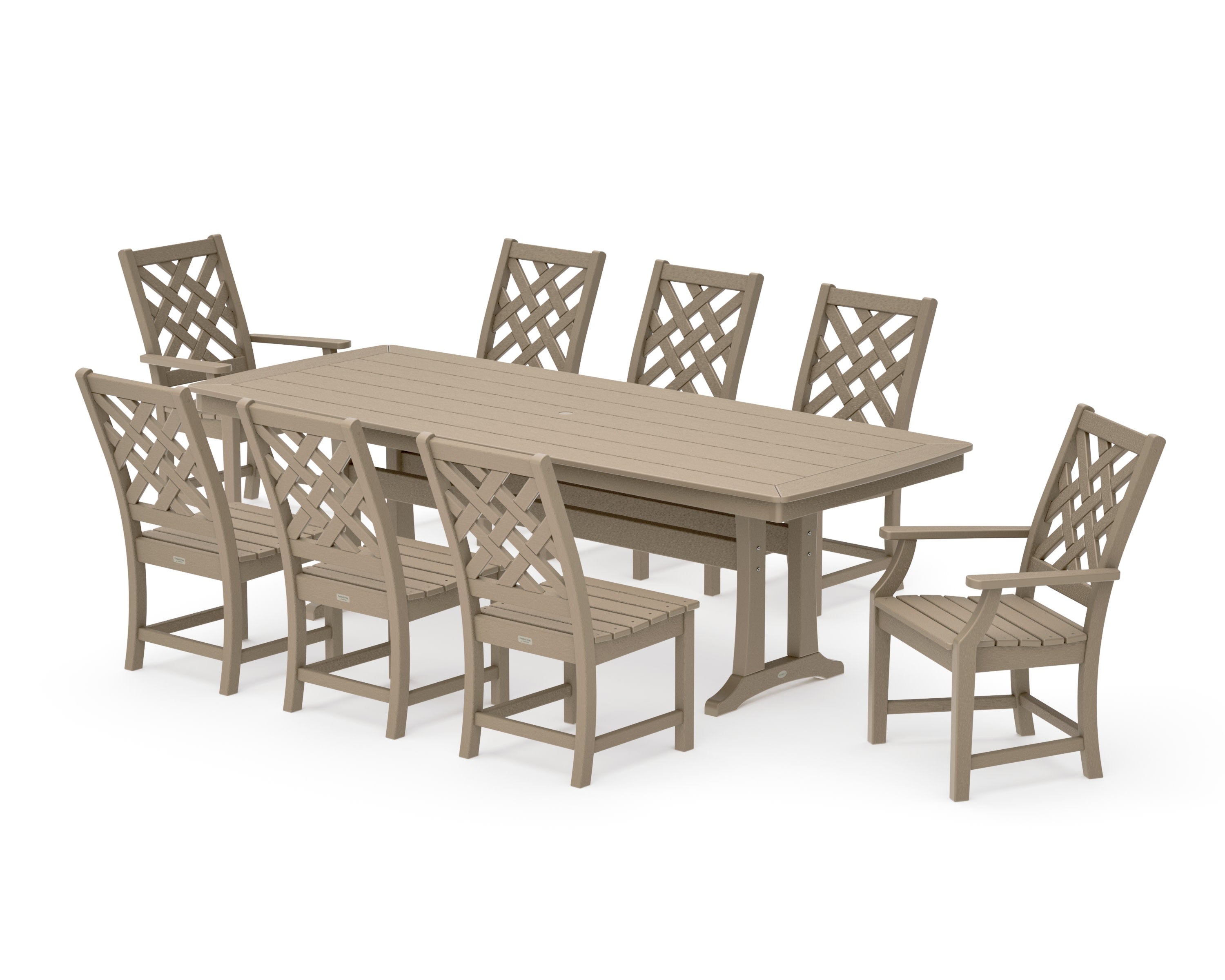 Wovendale 9-Piece Dining Set with Trestle Legs in Vintage Sahara