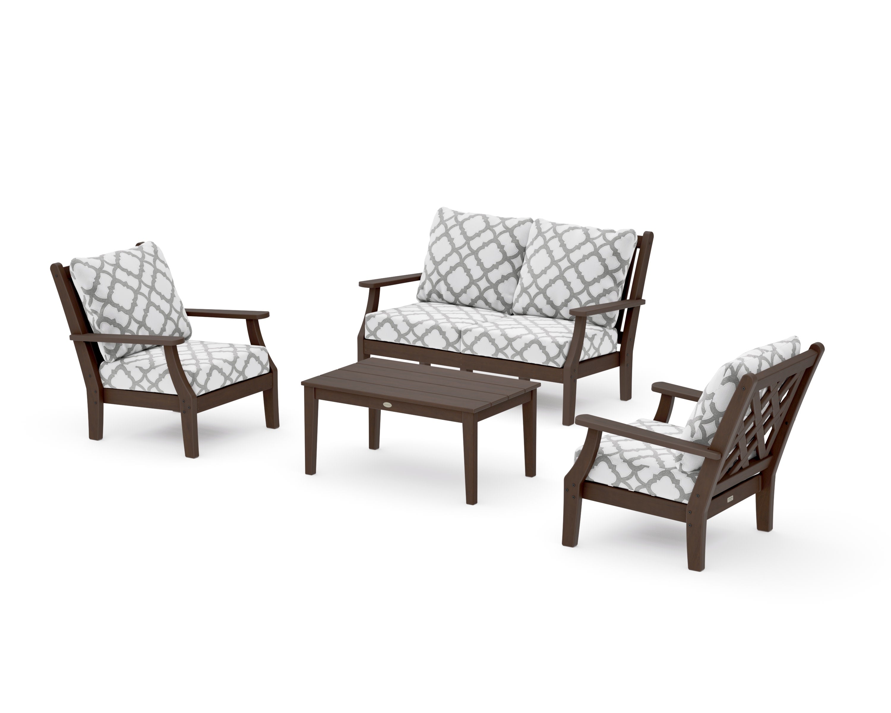 Wovendale 4-Piece Deep Seating Set with Loveseat in Kona / Trellis Grey Mist