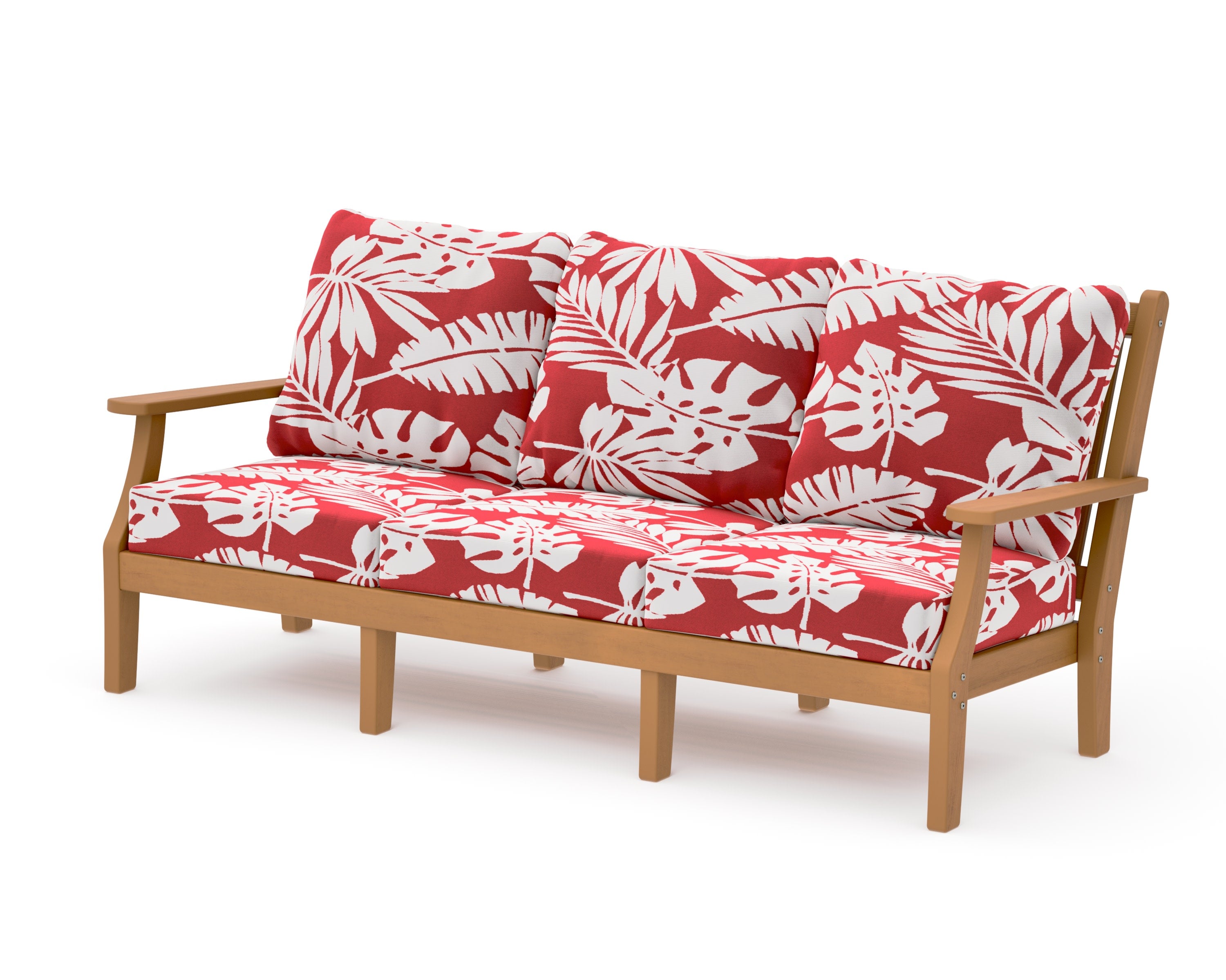 Wovendale Deep Seating Sofa in Natural / Leaf Crimson