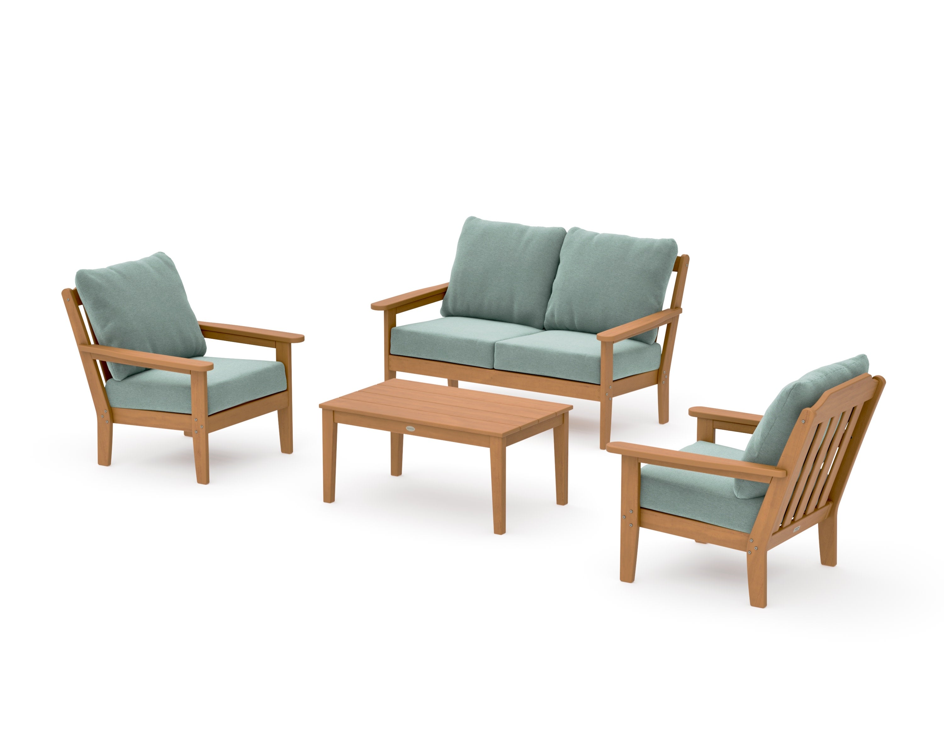 Cottage 4-Piece Deep Seating Set with Loveseat in Natural / Glacier Spa