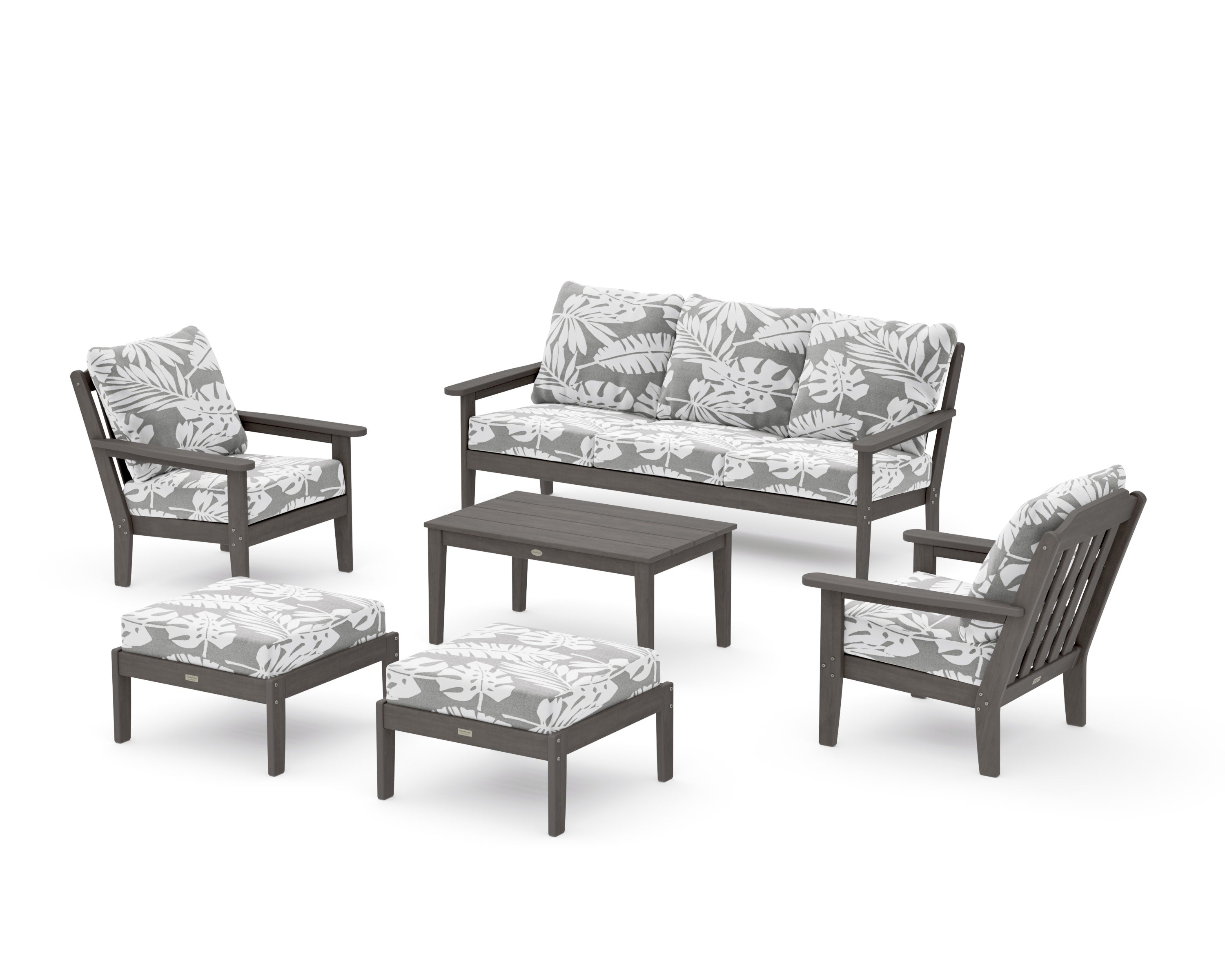 Cottage 6-Piece Lounge Sofa Set in Driftwood / Leaf Grey Mist