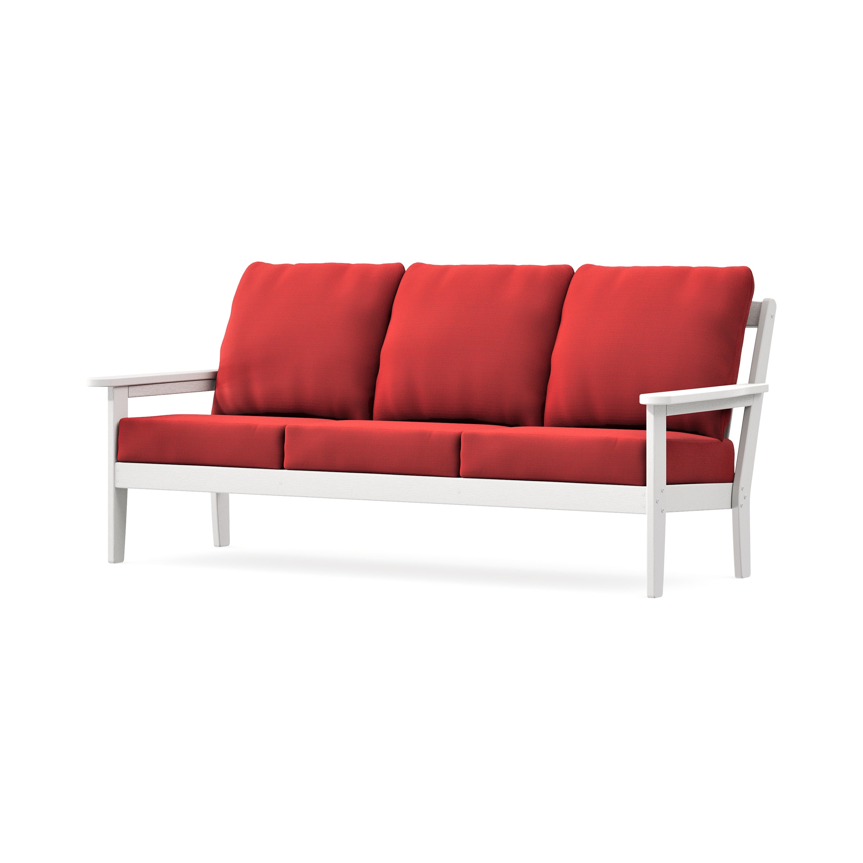 Cottage Deep Seating Sofa in Vintage White / Crimson Linen