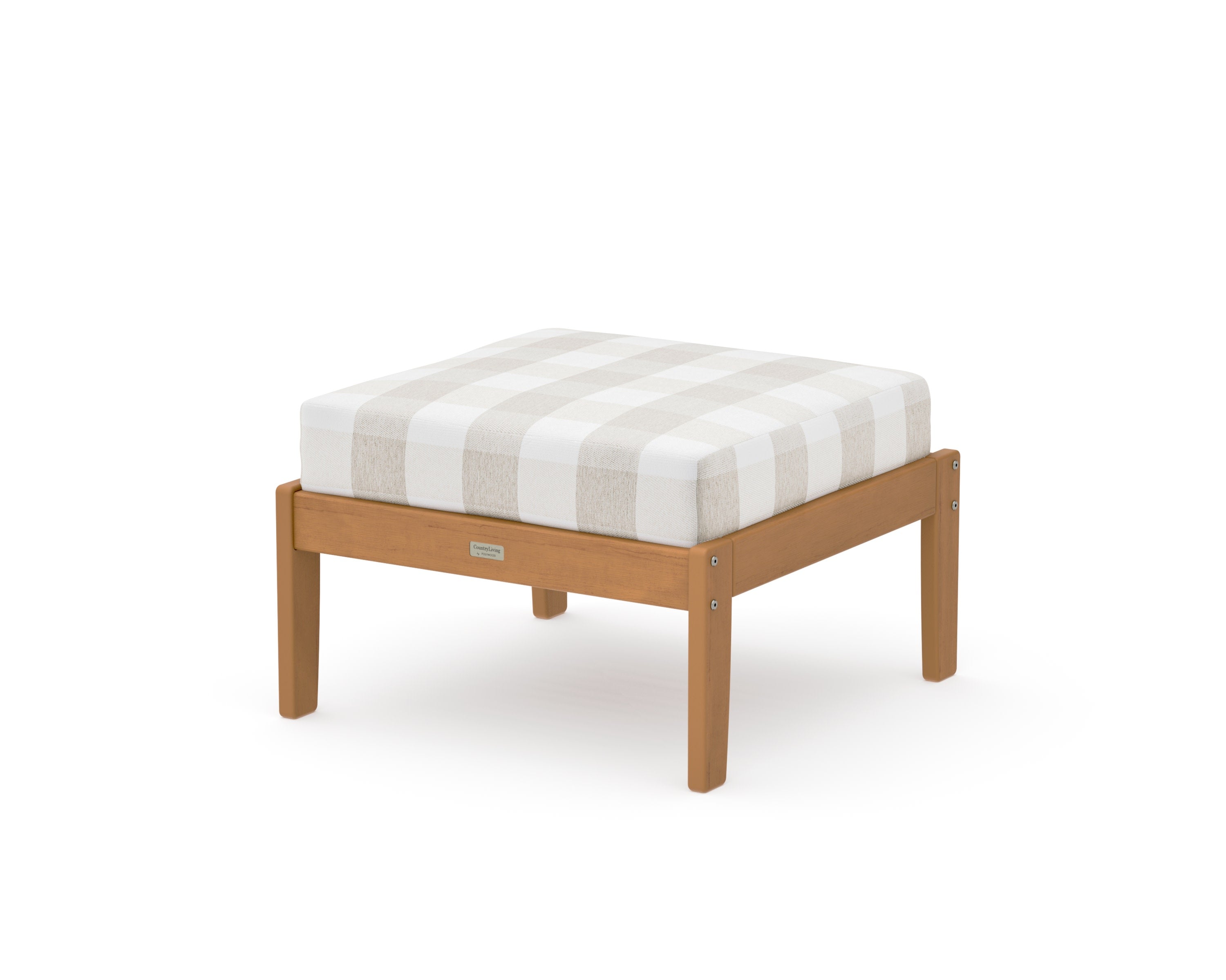 Cottage Deep Seating Ottoman in Natural / Buffalo Plaid Dune Burlap