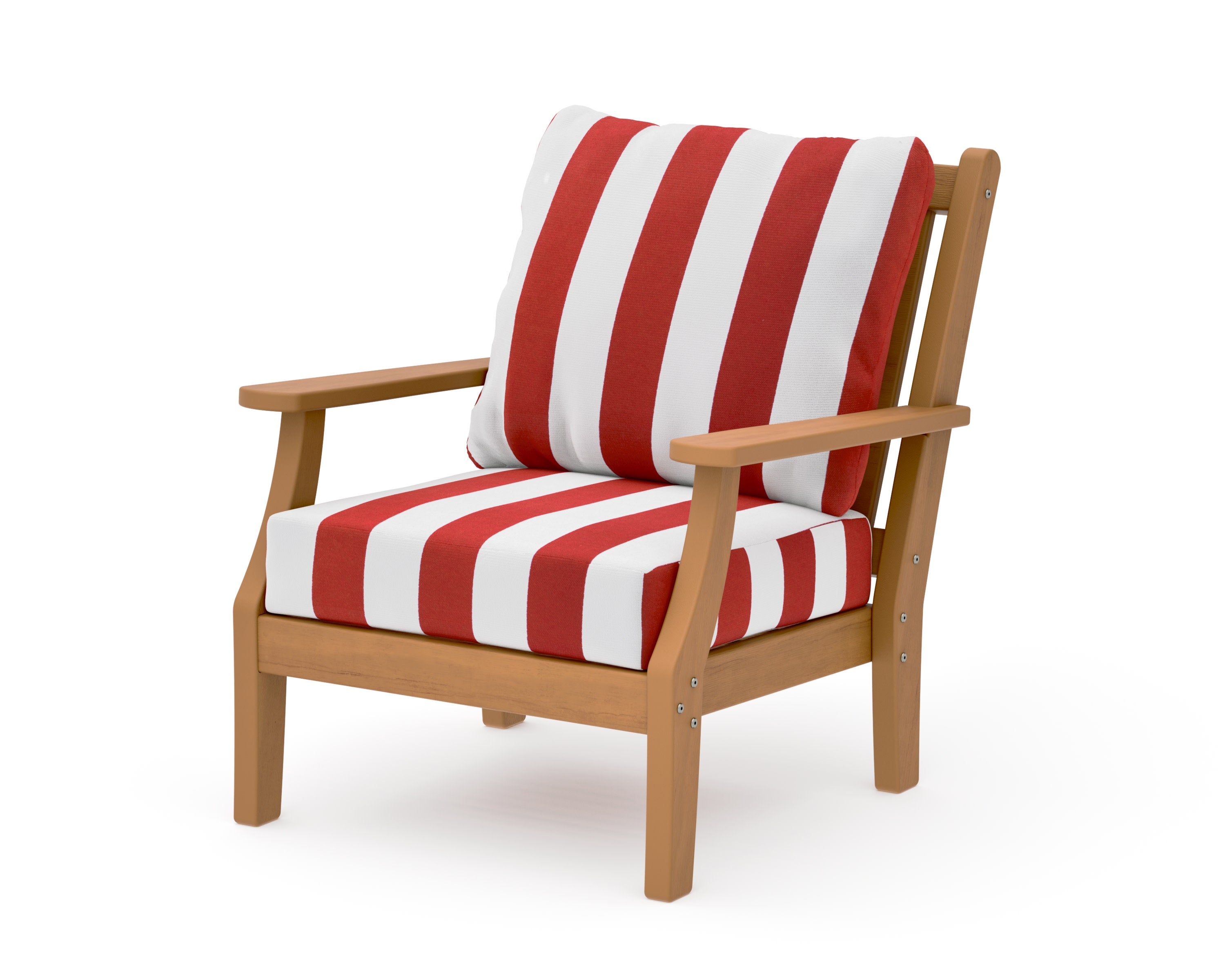 Wovendale Deep Seating Chair in Natural / Cabana Stripe Crimson