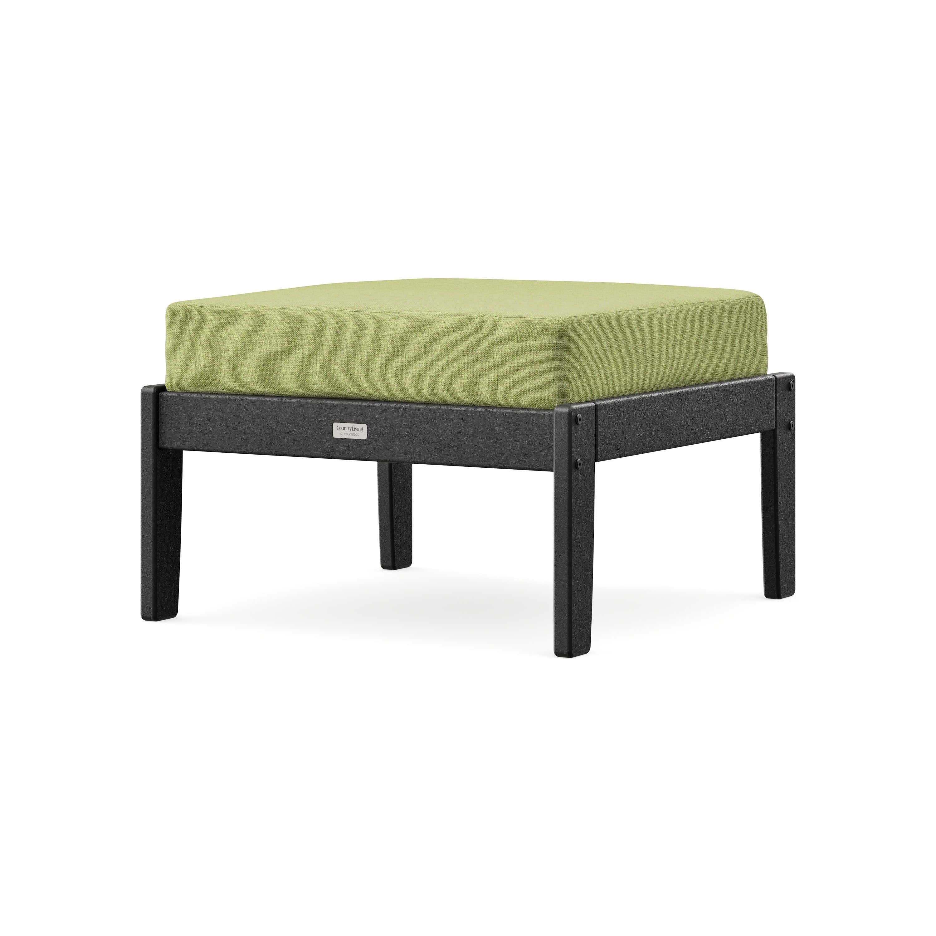 Cottage Deep Seating Ottoman in Black / Chartreuse Boucle