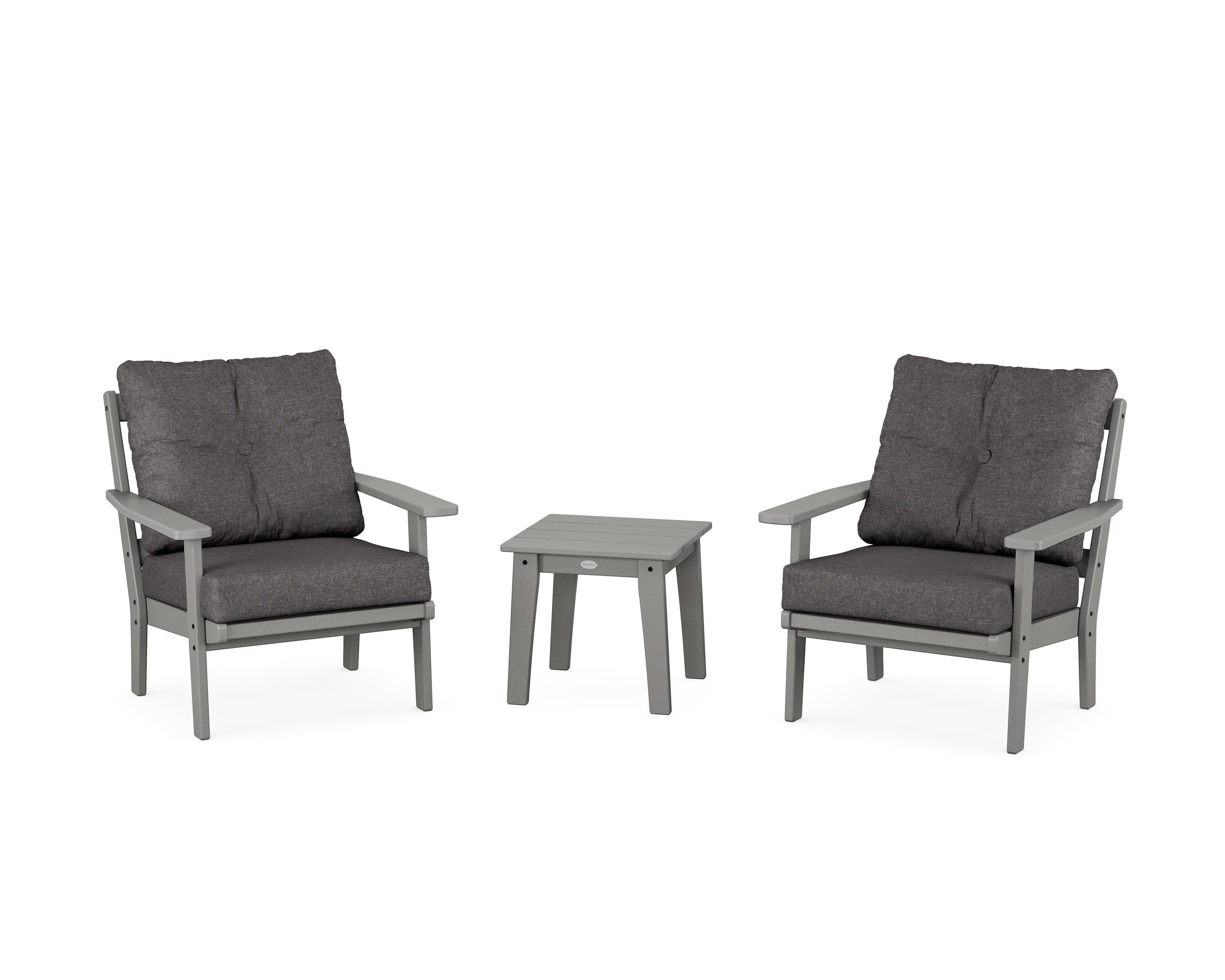Prairie 3-Piece Deep Seating Set in Slate Grey / Ash Charcoal