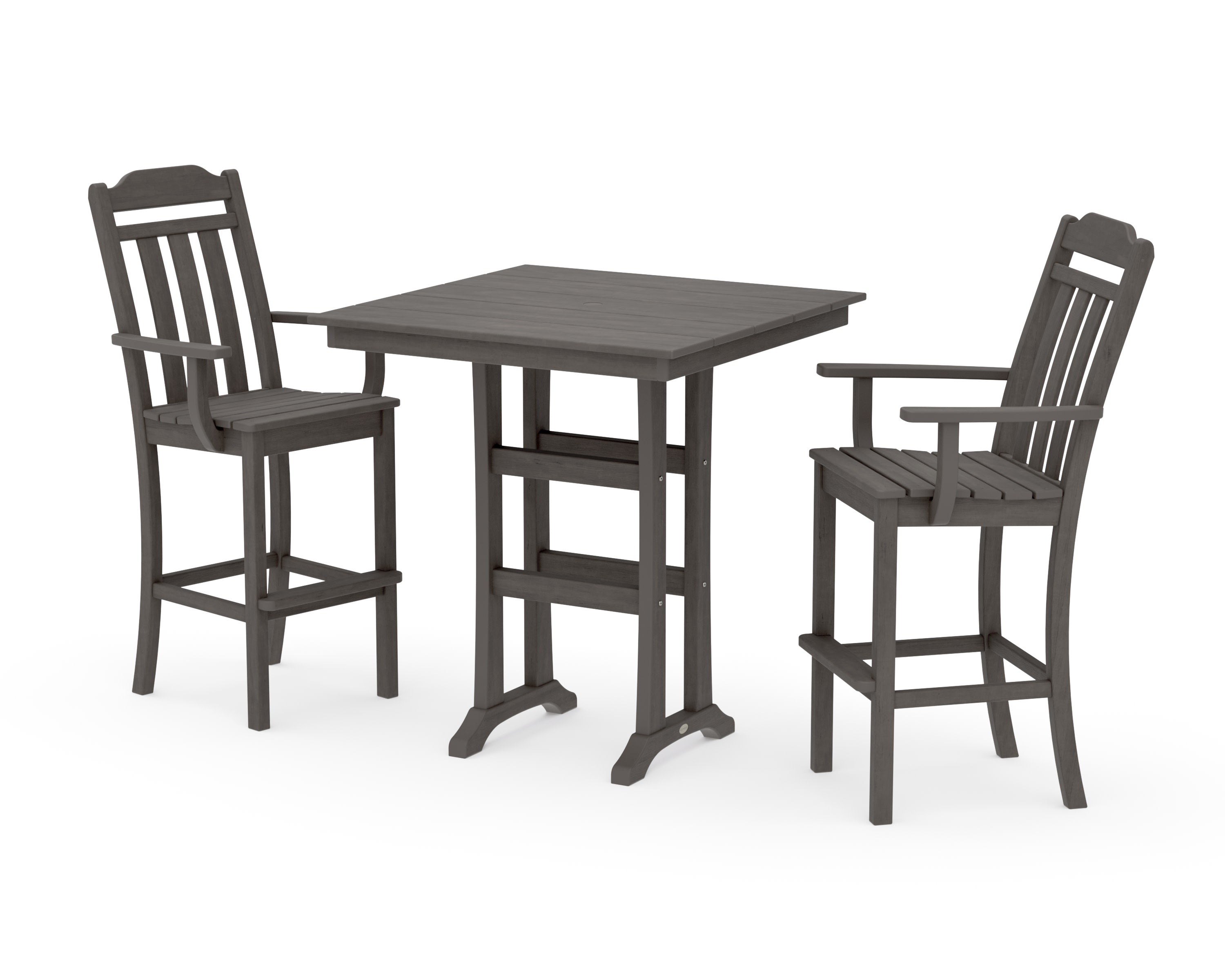 Cottage 3-Piece Farmhouse Bar Set with Trestle Legs in Driftwood