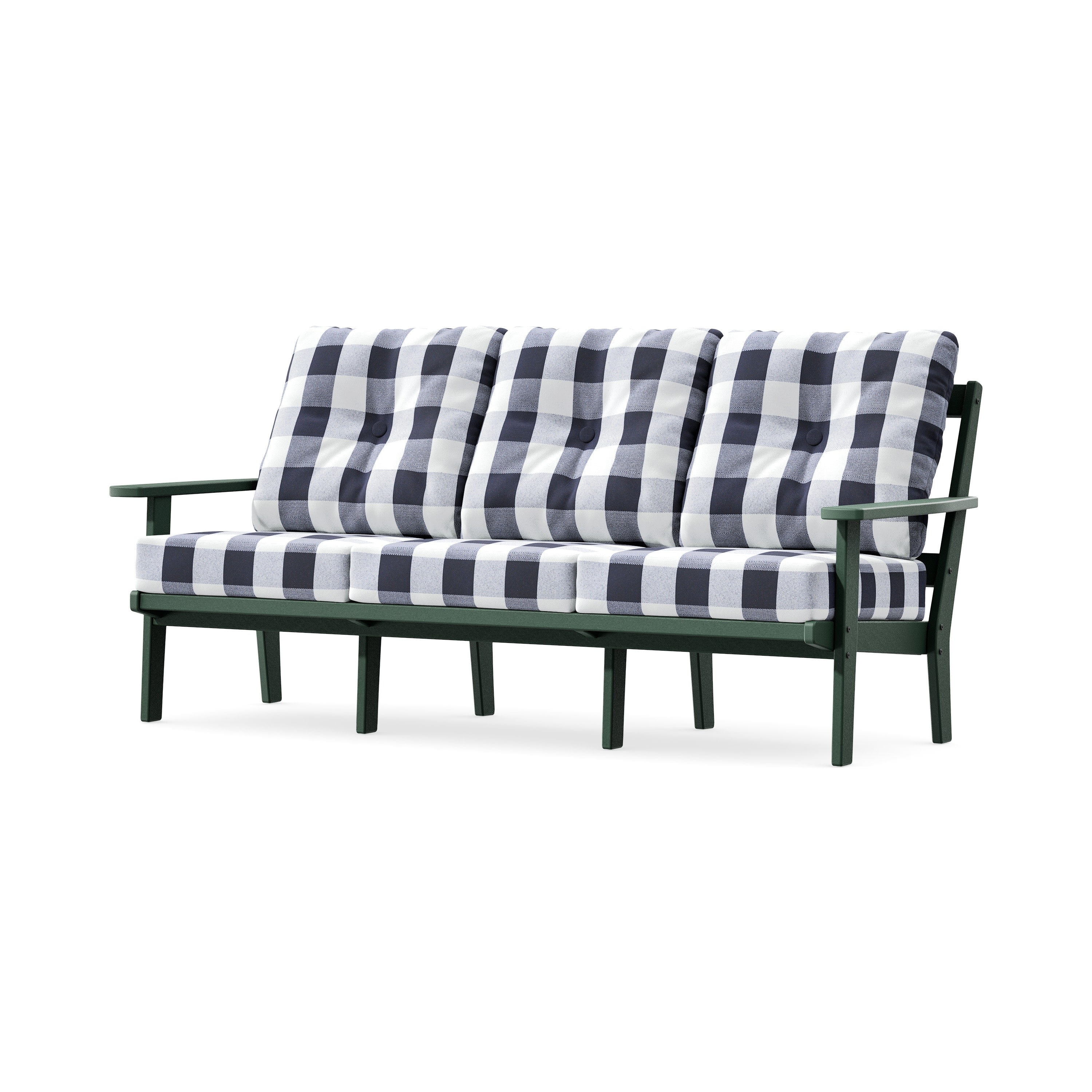 PrairieDeep Seating Sofa in Green / Buffalo Plaid Navy
