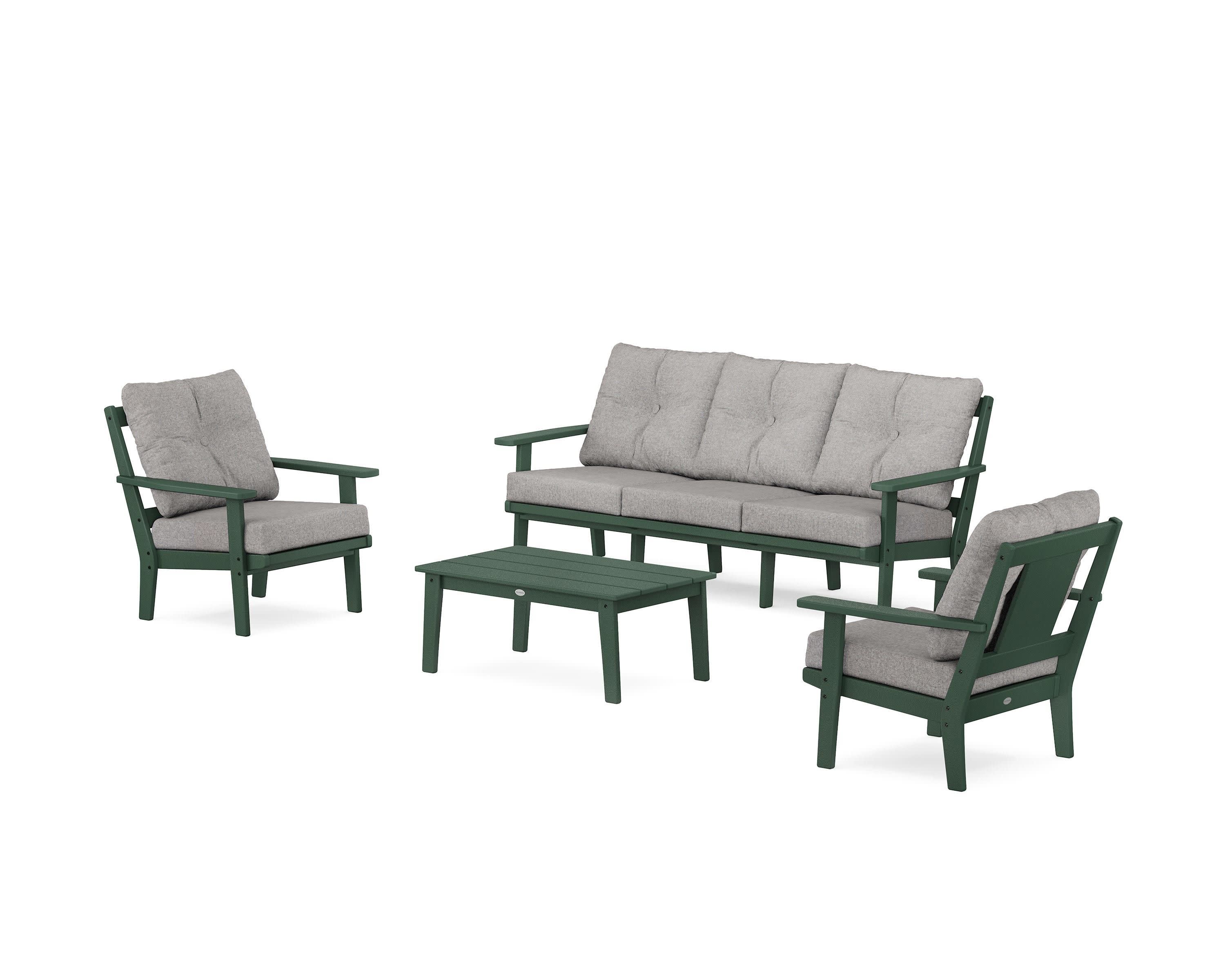 Prairie 4-Piece Deep Seating Set with Sofa in Green / Grey Mist