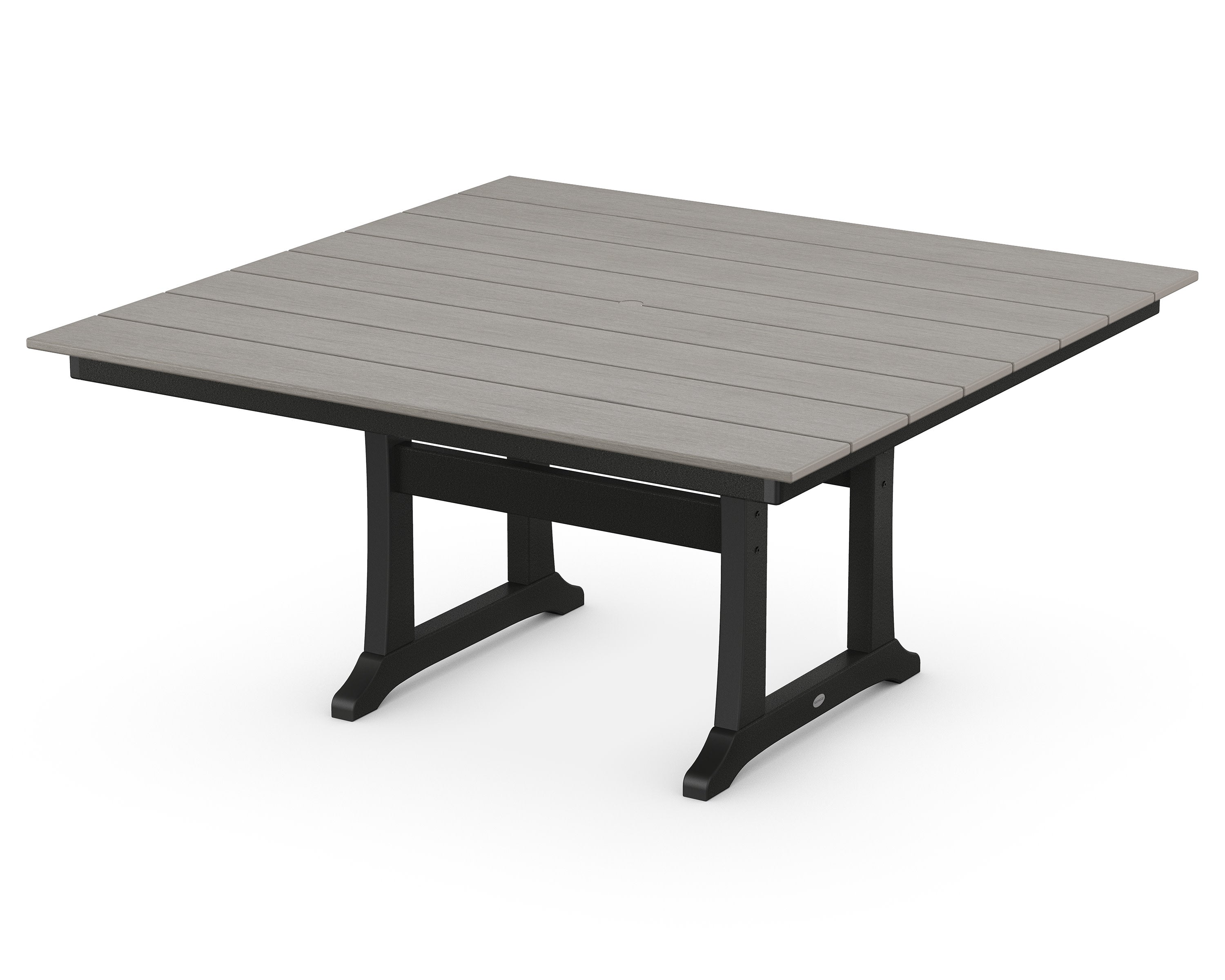 Farmhouse Trestle 59" Dining Table in Black / Driftwood