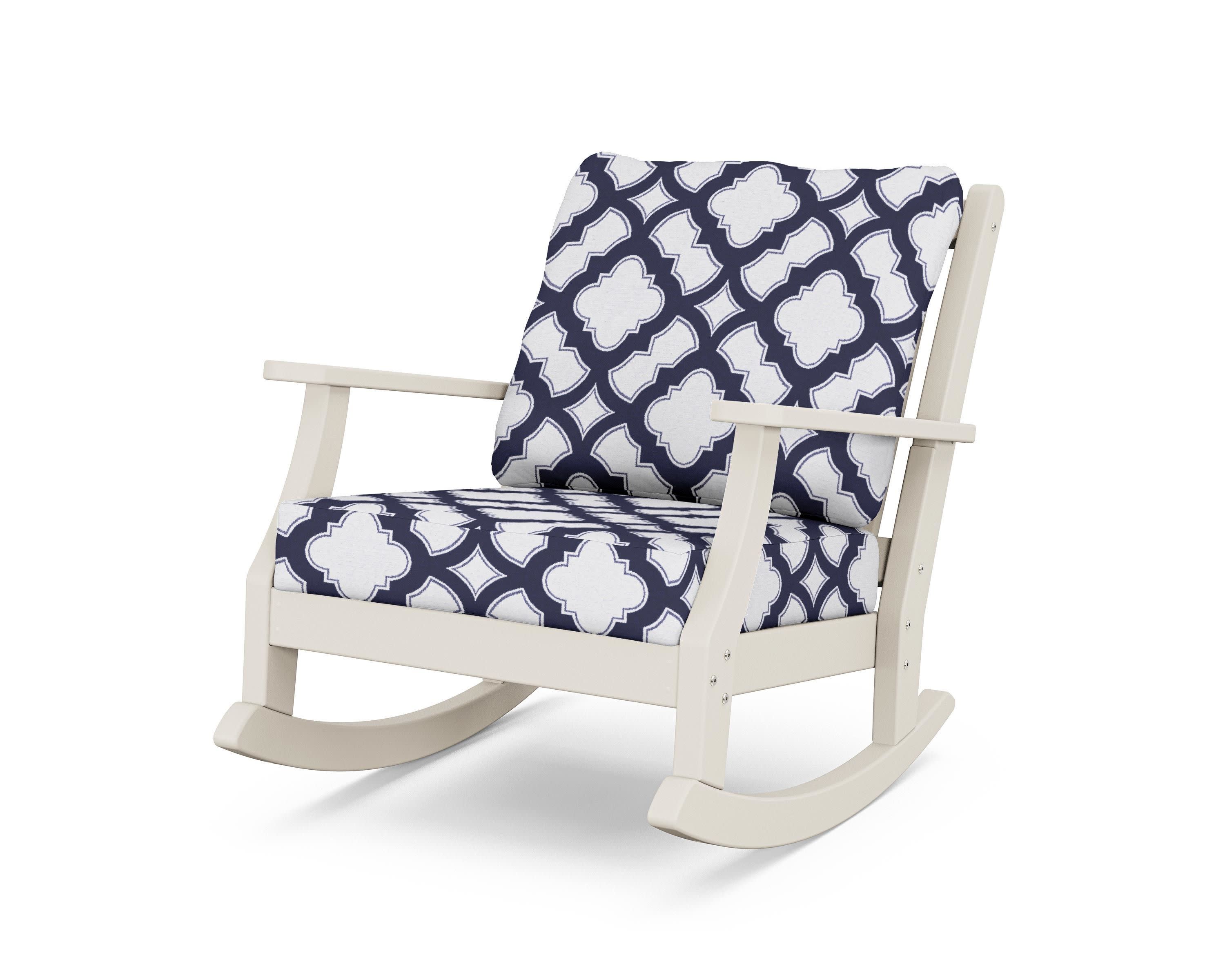 Wovendale Deep Seating Rocking Chair in Sand / Trellis Navy