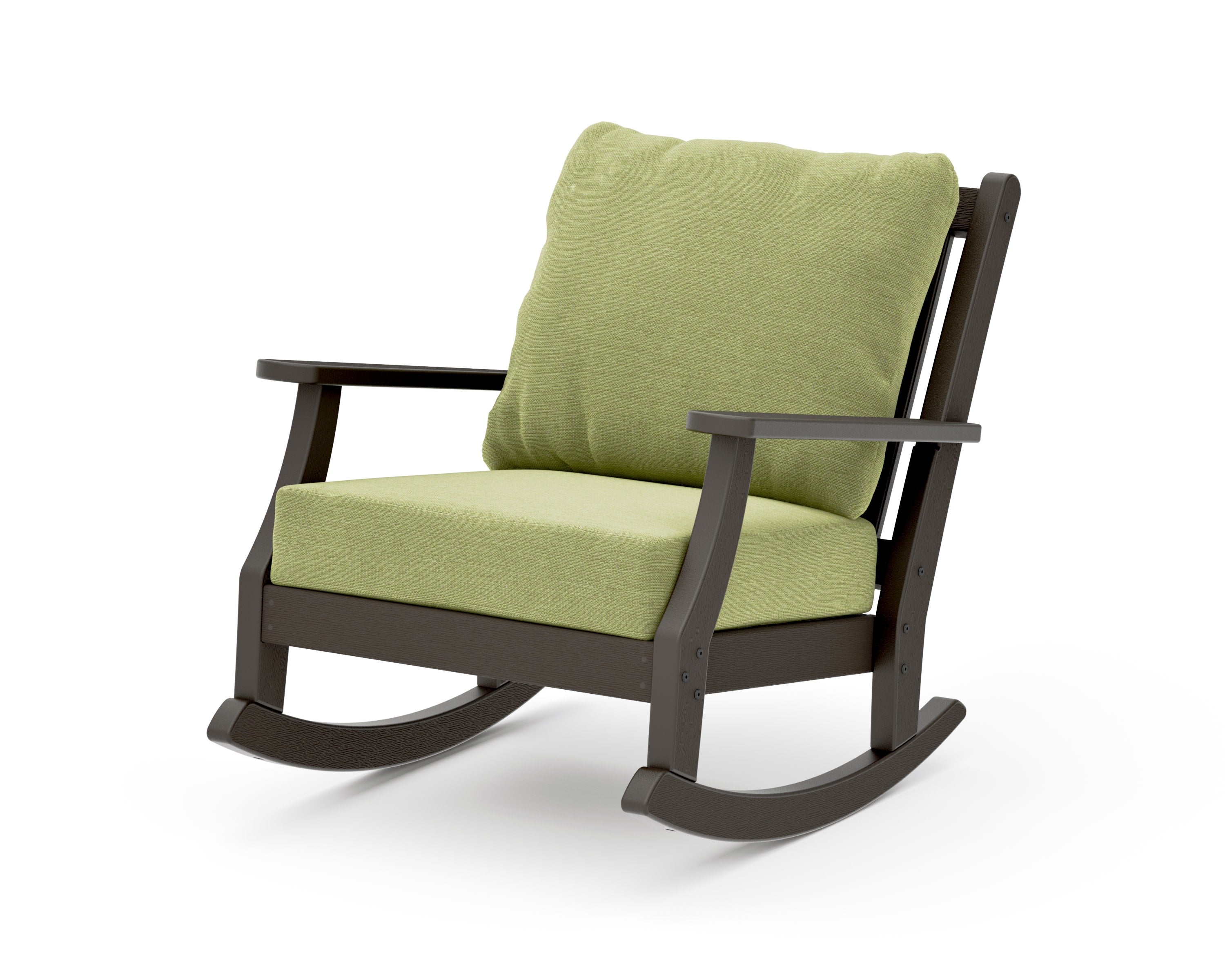 Wovendale Deep Seating Rocking Chair in Vintage Coffee / Chartreuse Boucle