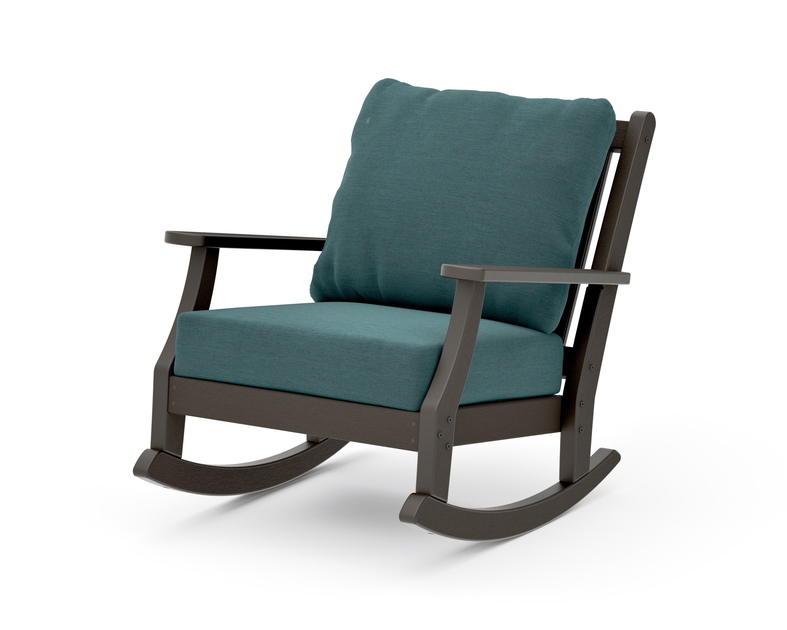 Wovendale Deep Seating Rocking Chair in Vintage Coffee / Ocean Teal