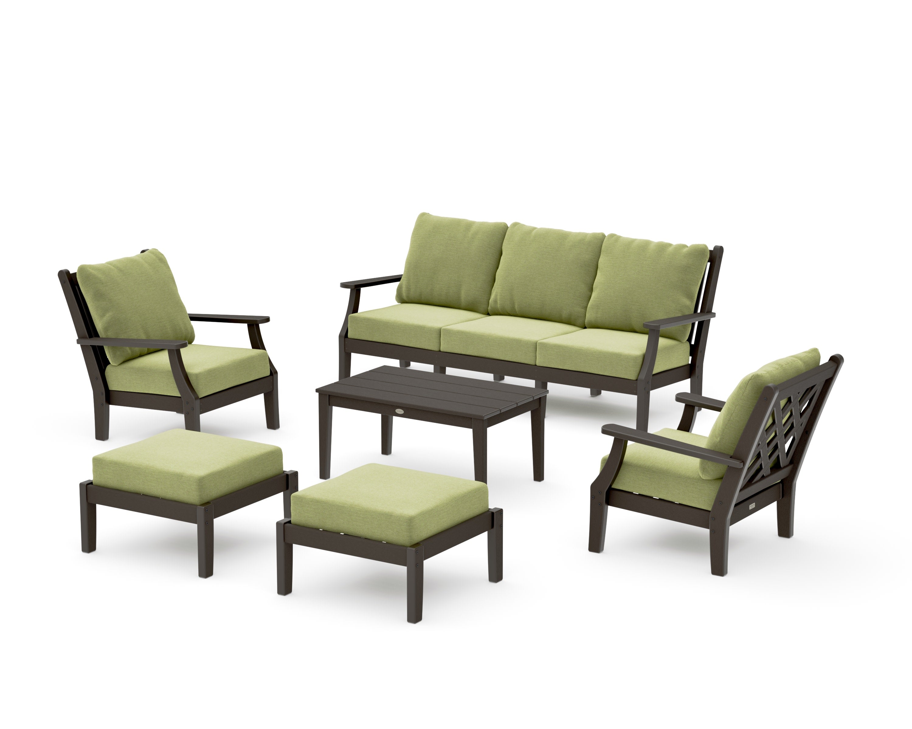 Wovendale 6-Piece Lounge Sofa Set in Vintage Coffee / Chartreuse Boucle