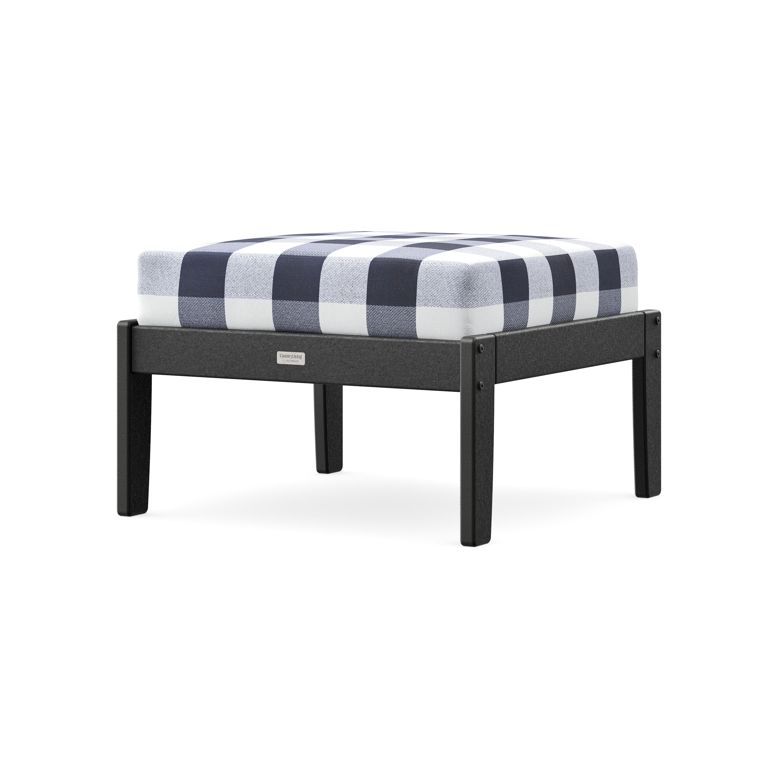 Cottage Deep Seating Ottoman in Black / Buffalo Plaid Navy