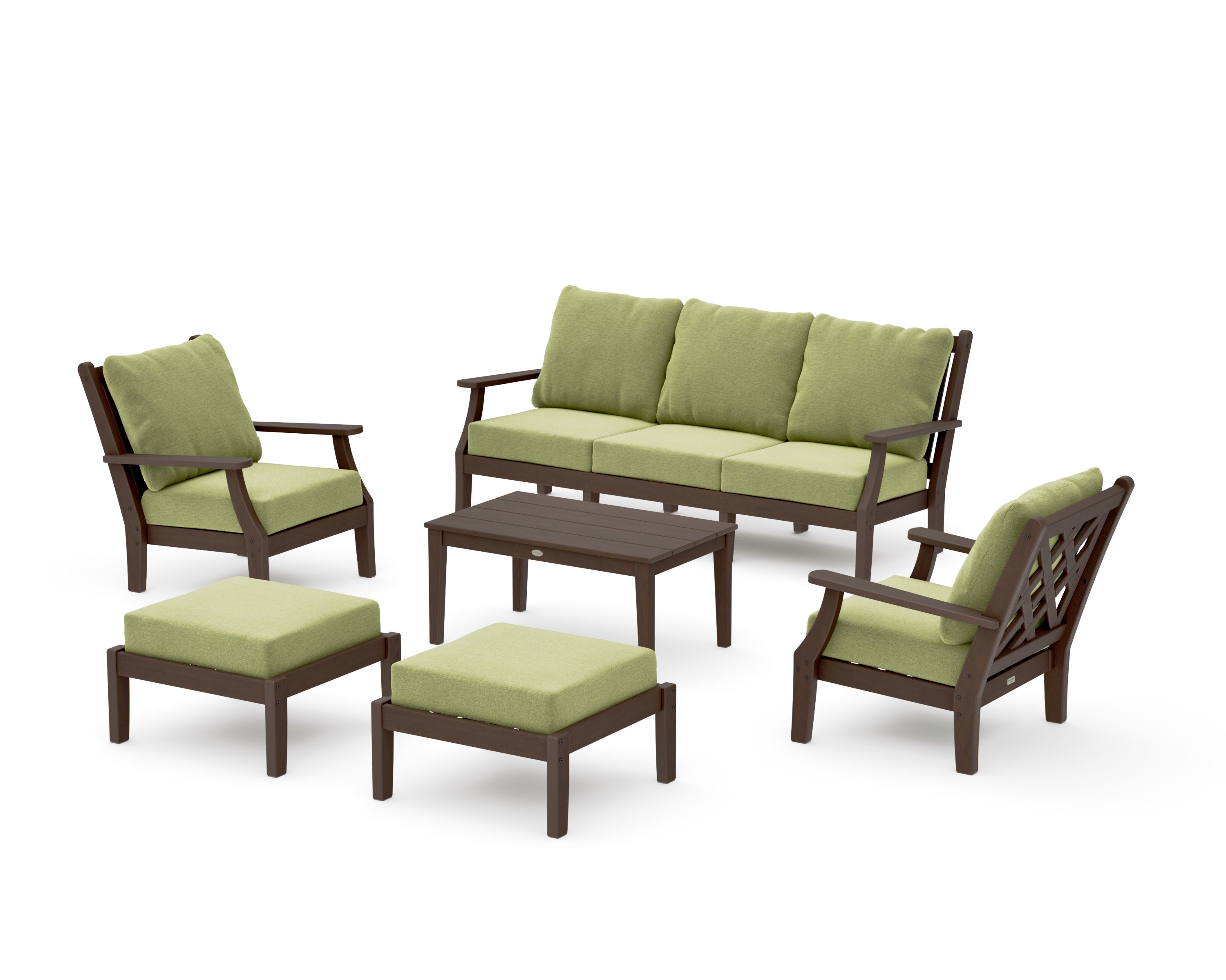 Wovendale 6-Piece Lounge Sofa Set in Kona / Chartreuse Boucle