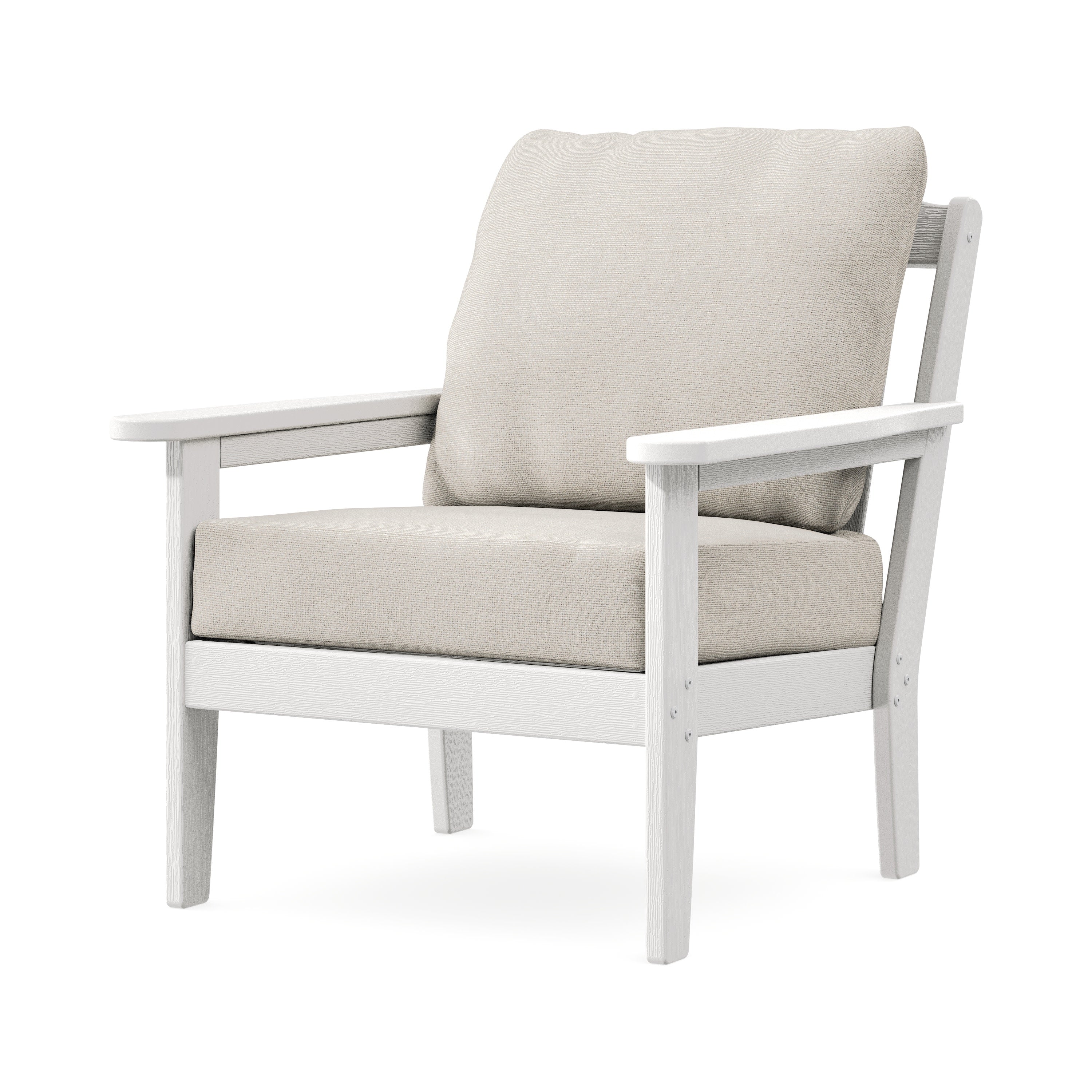Cottage Deep Seating Chair in Vintage White / Dune Burlap
