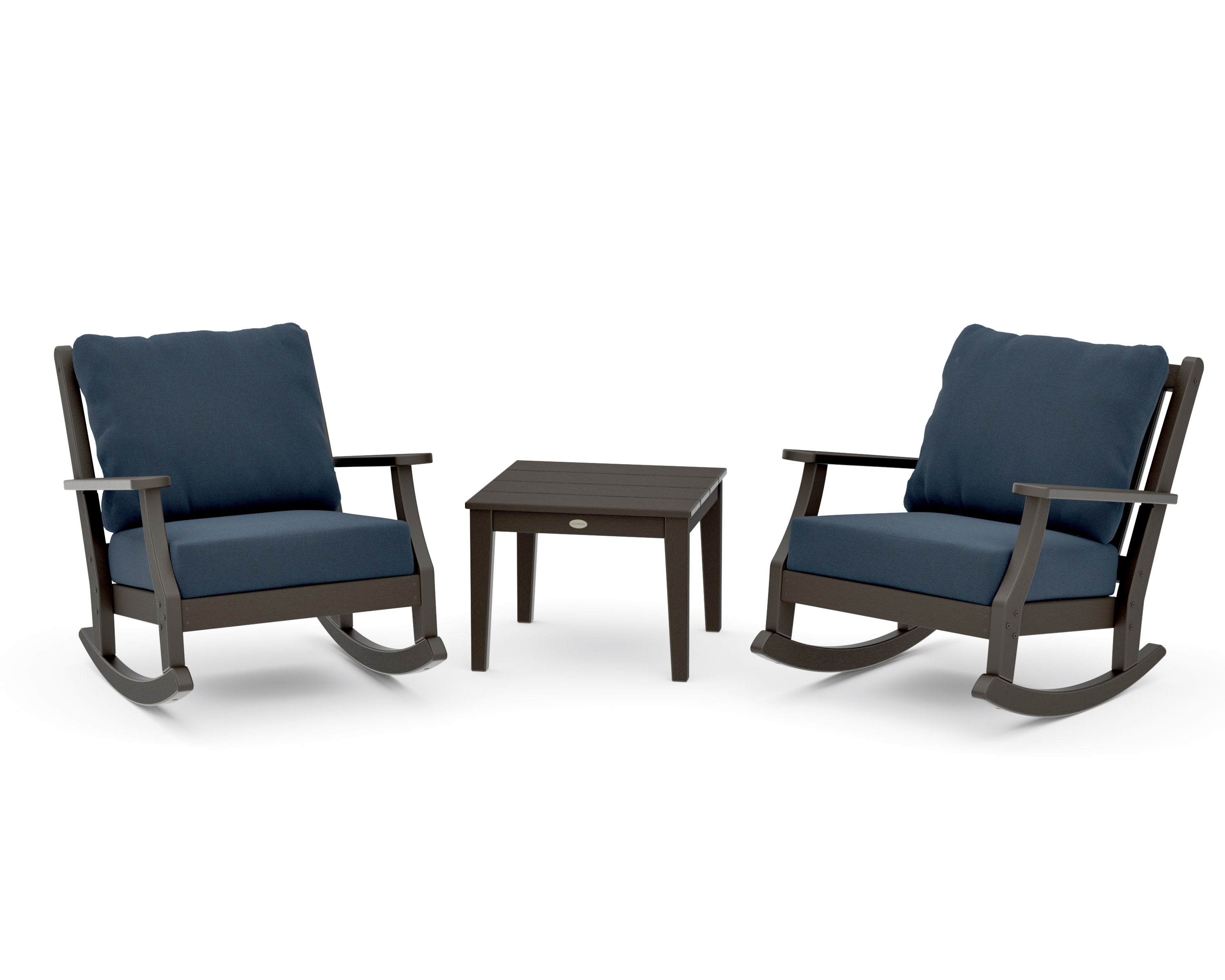Wovendale 3-Piece Deep Seating Rocker Set in Vintage Coffee / Marine Indigo