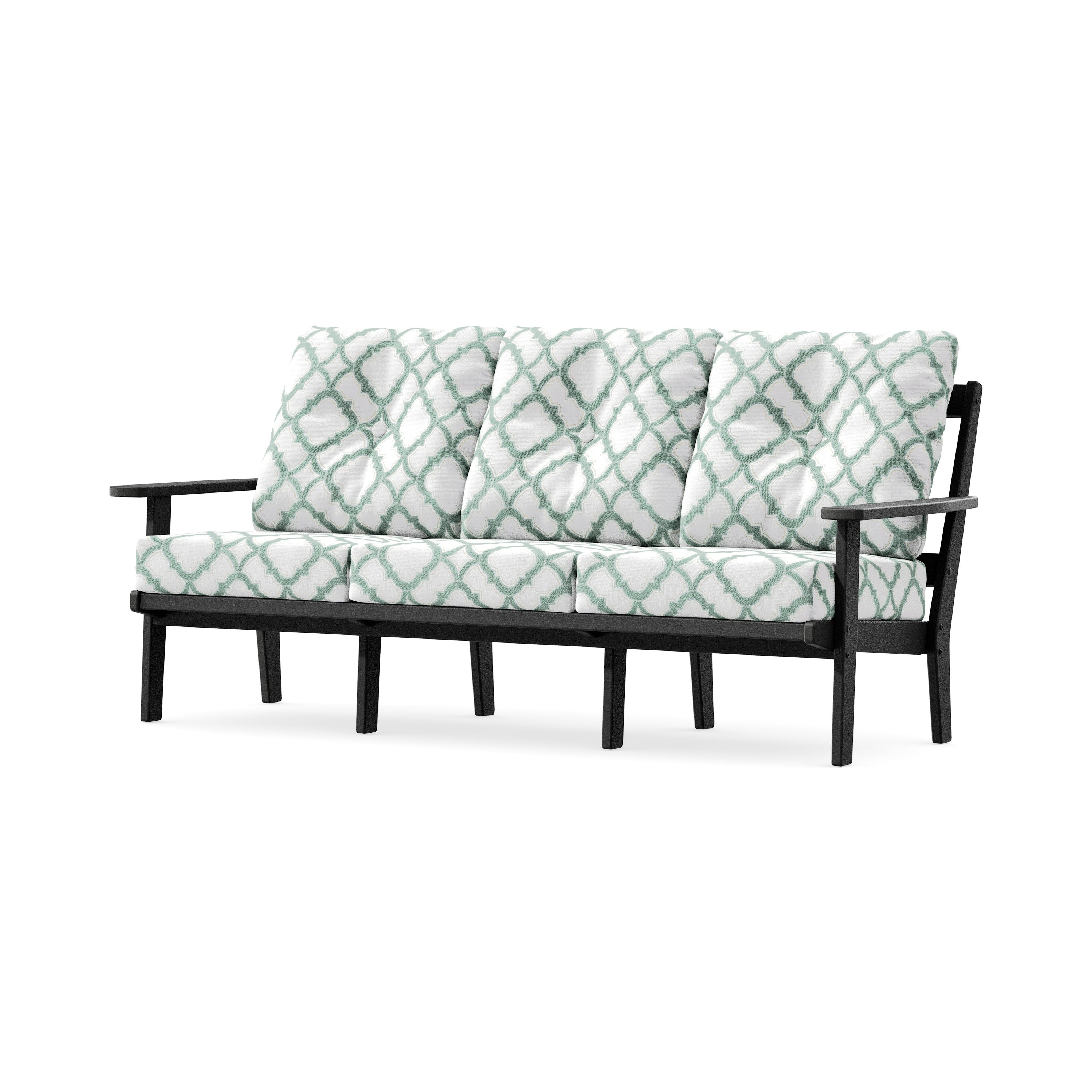 PrairieDeep Seating Sofa in Black / Trellis Glacier Spa
