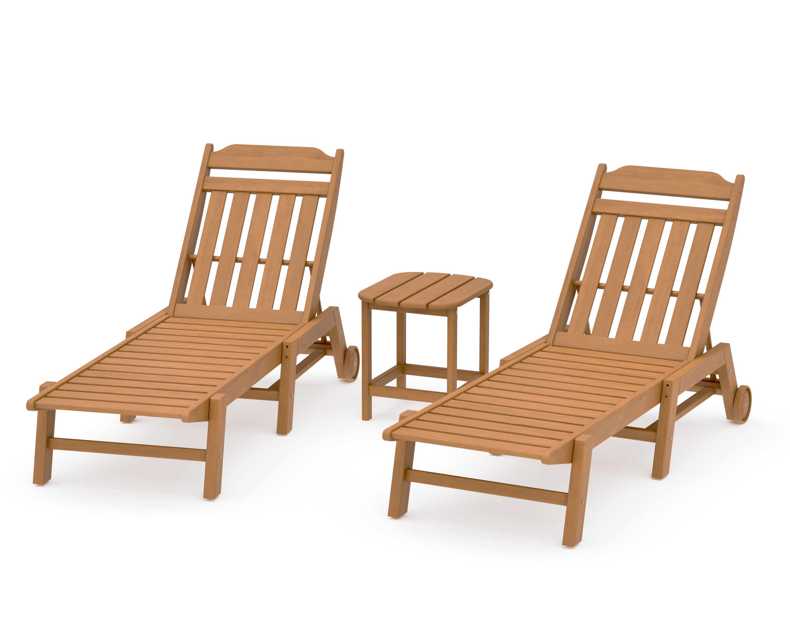 Cottage 3-Piece Chaise Set with Wheels in Natural
