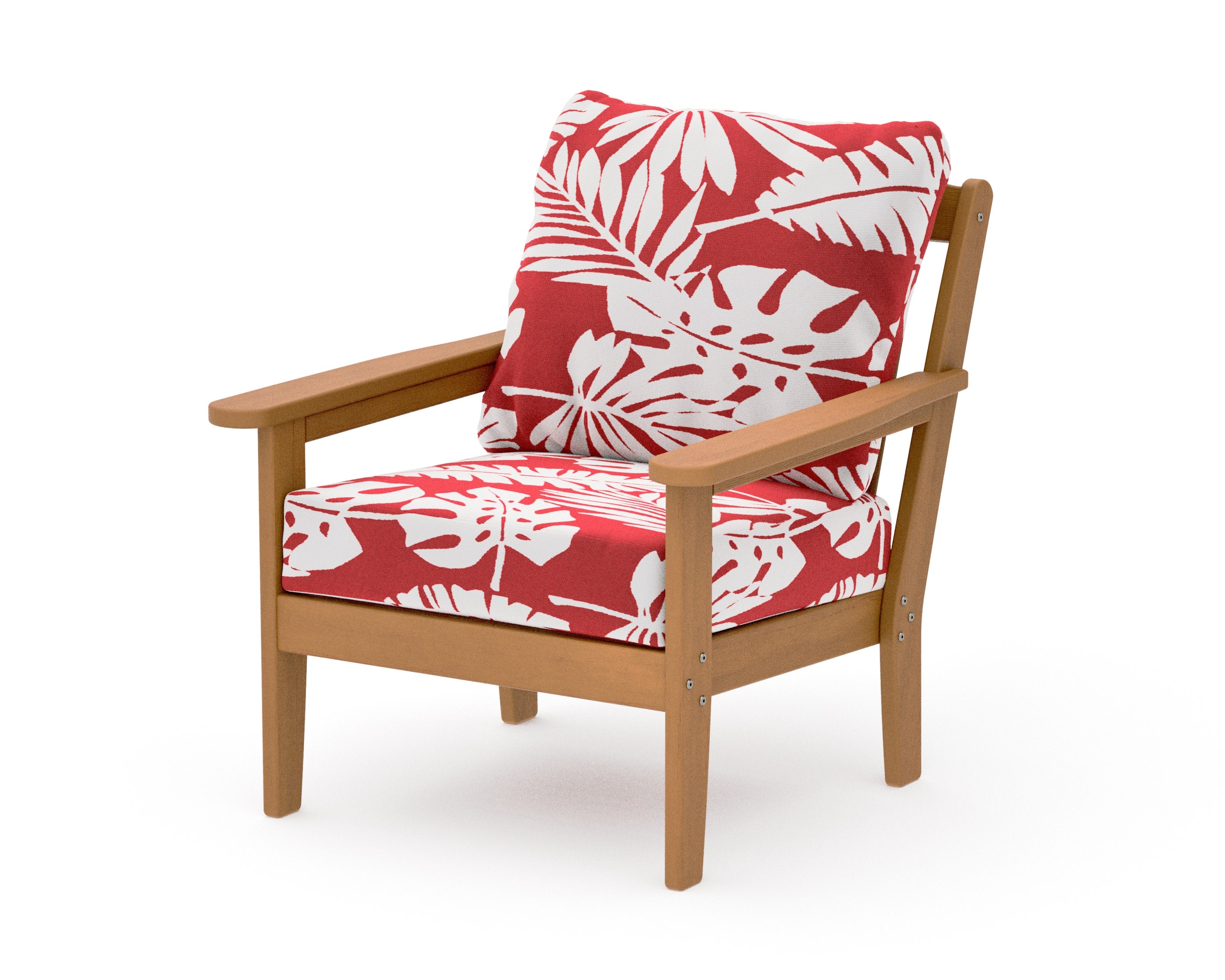 Cottage Deep Seating Chair in Natural / Leaf Crimson