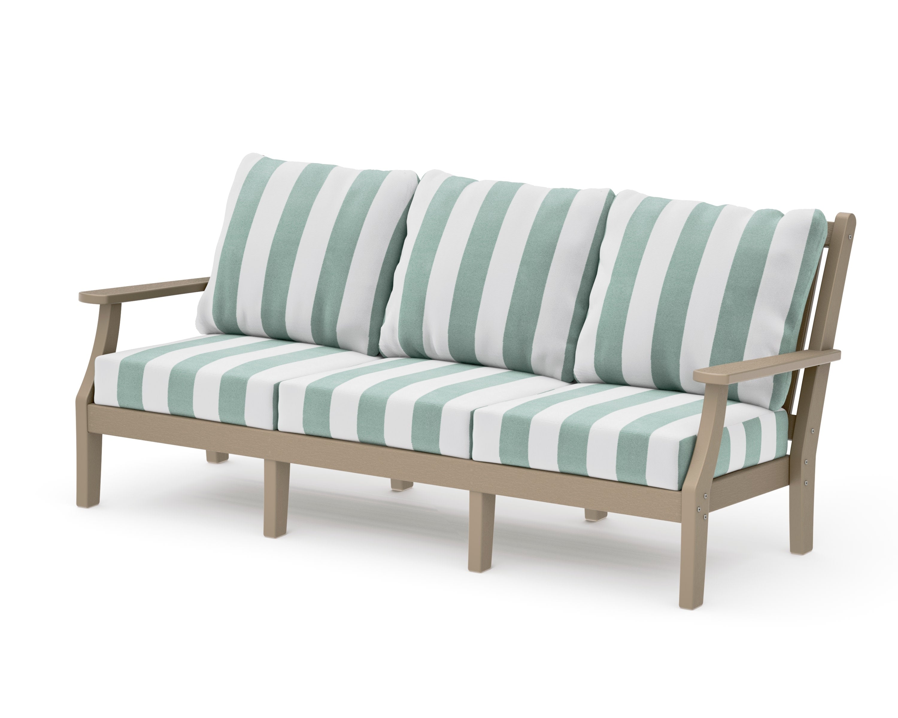 Wovendale Deep Seating Sofa in Vintage Sahara / Cabana Stripe Glacier Spa
