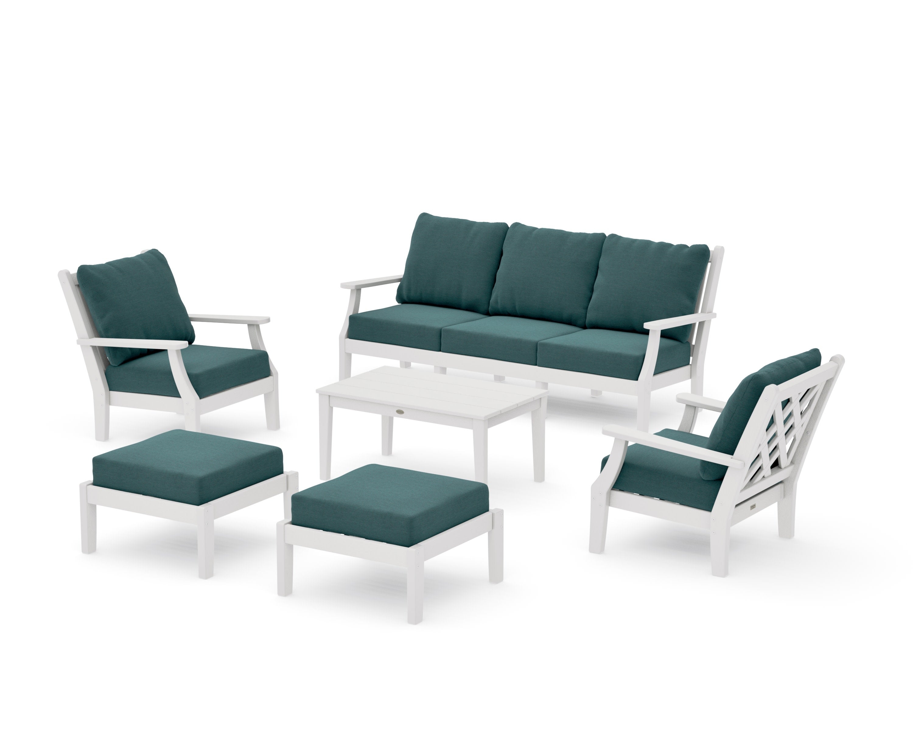 Wovendale 6-Piece Lounge Sofa Set in Vintage White / Ocean Teal