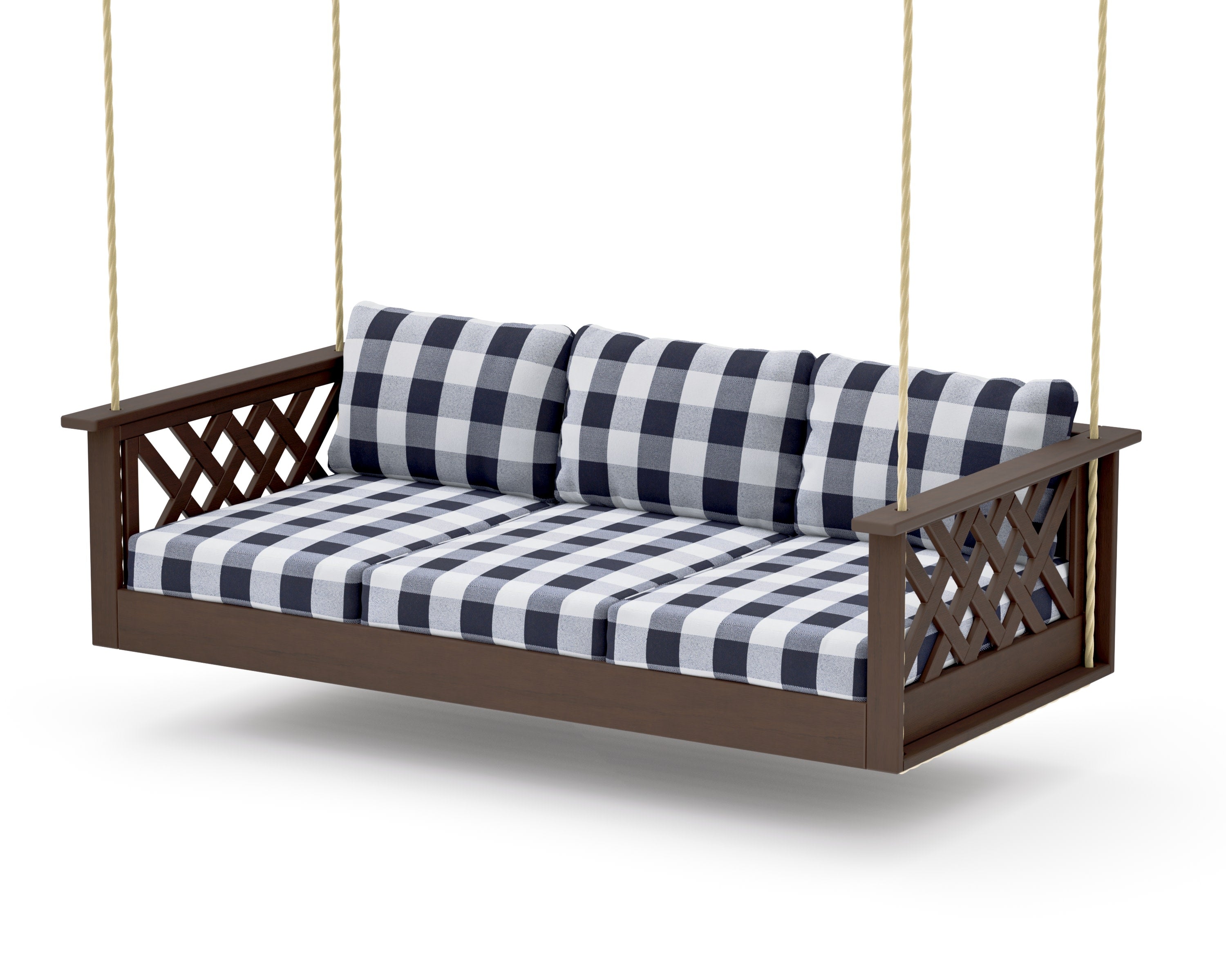 Wovendale Daybed Swing in Kona / Buffalo Plaid Navy