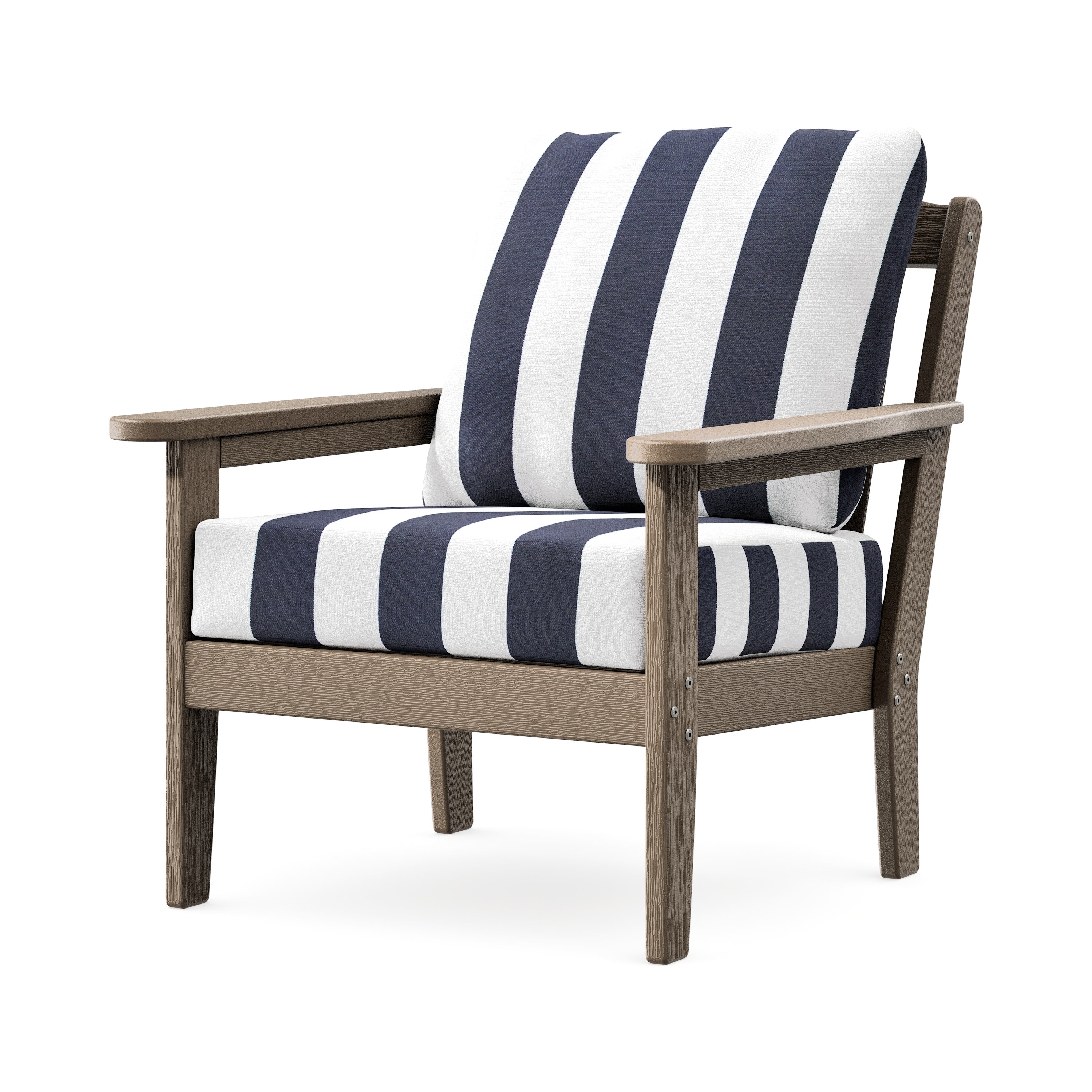 Cottage Deep Seating Chair in Vintage Sahara / Cabana Stripe Navy