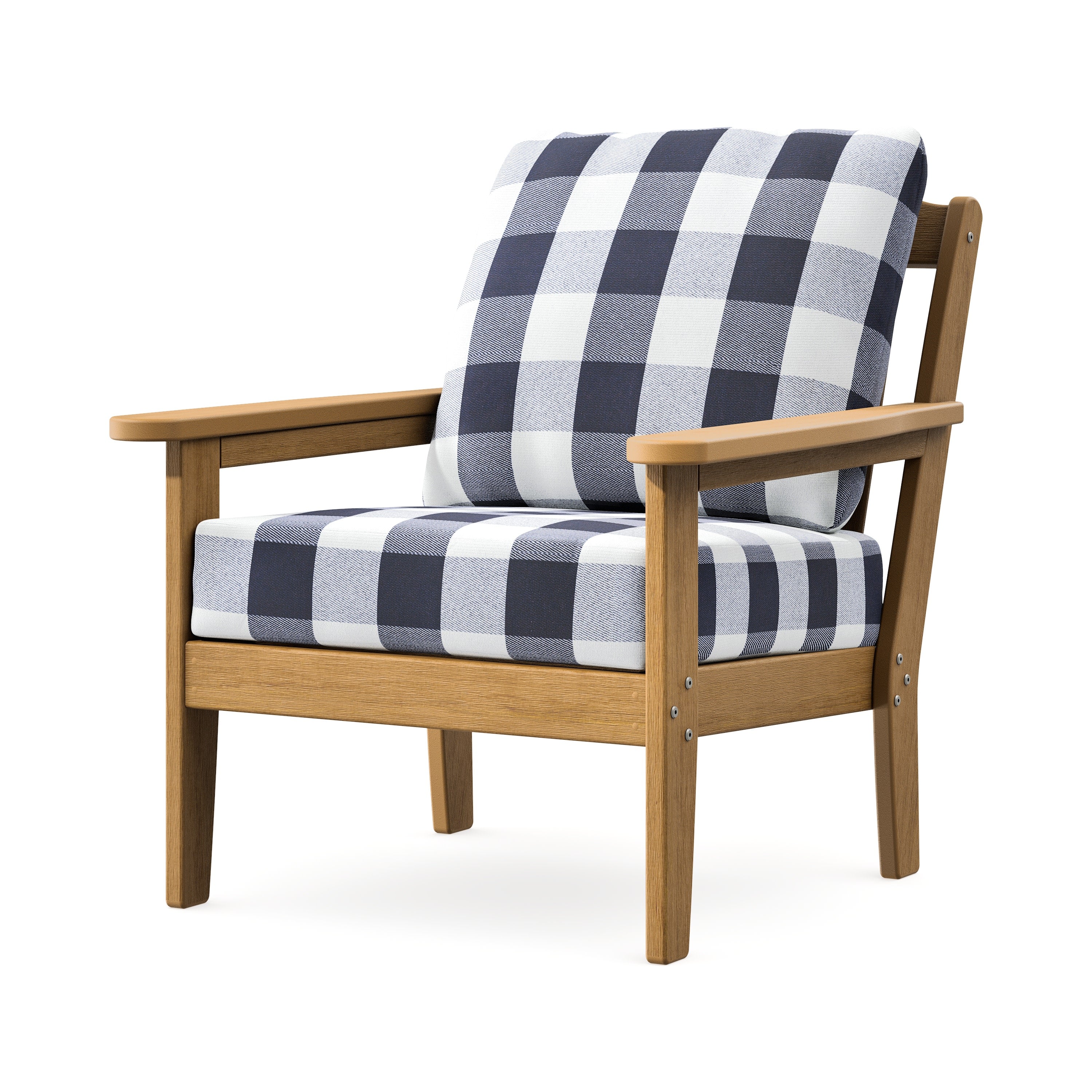 Cottage Deep Seating Chair in Natural / Buffalo Plaid Navy
