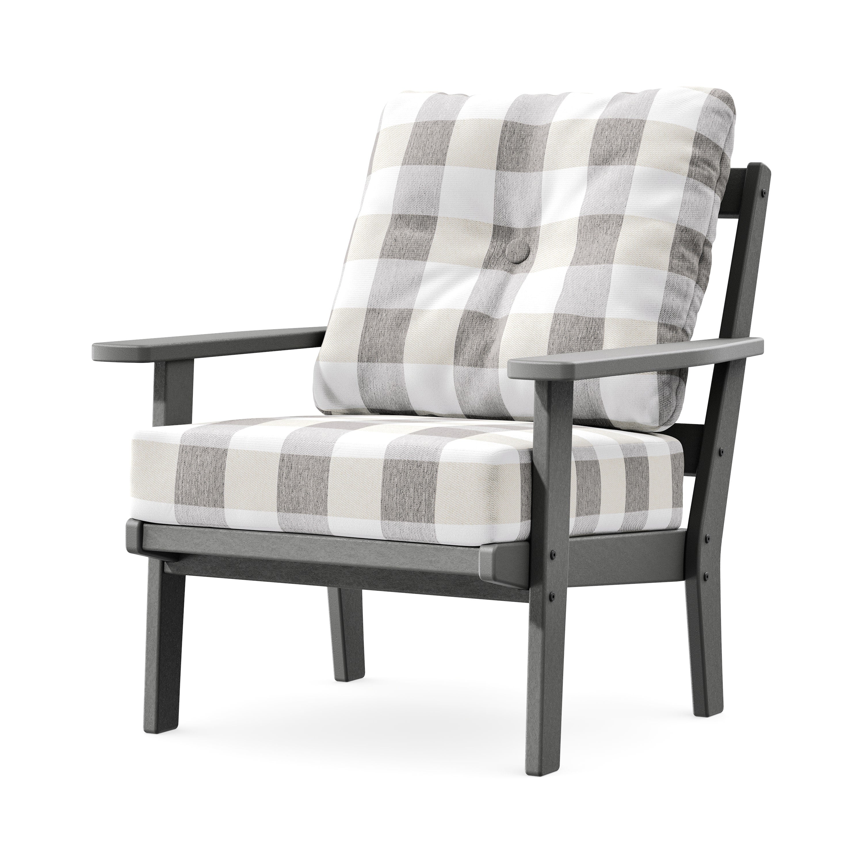 Prairie Deep Seating Chair in Slate Grey / Buffalo Plaid Grey Mist