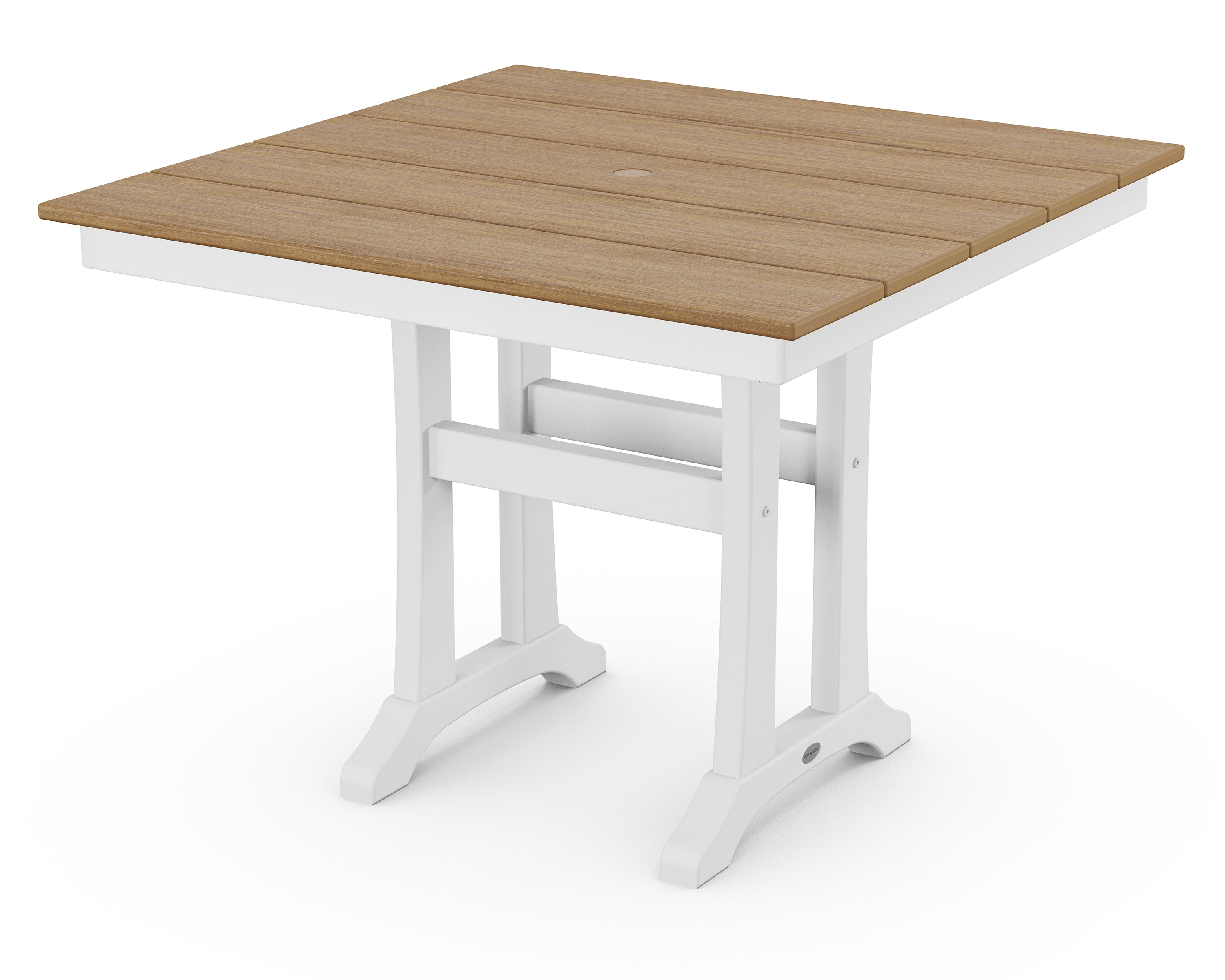 Farmhouse Trestle 37" Dining Table in White / Natural