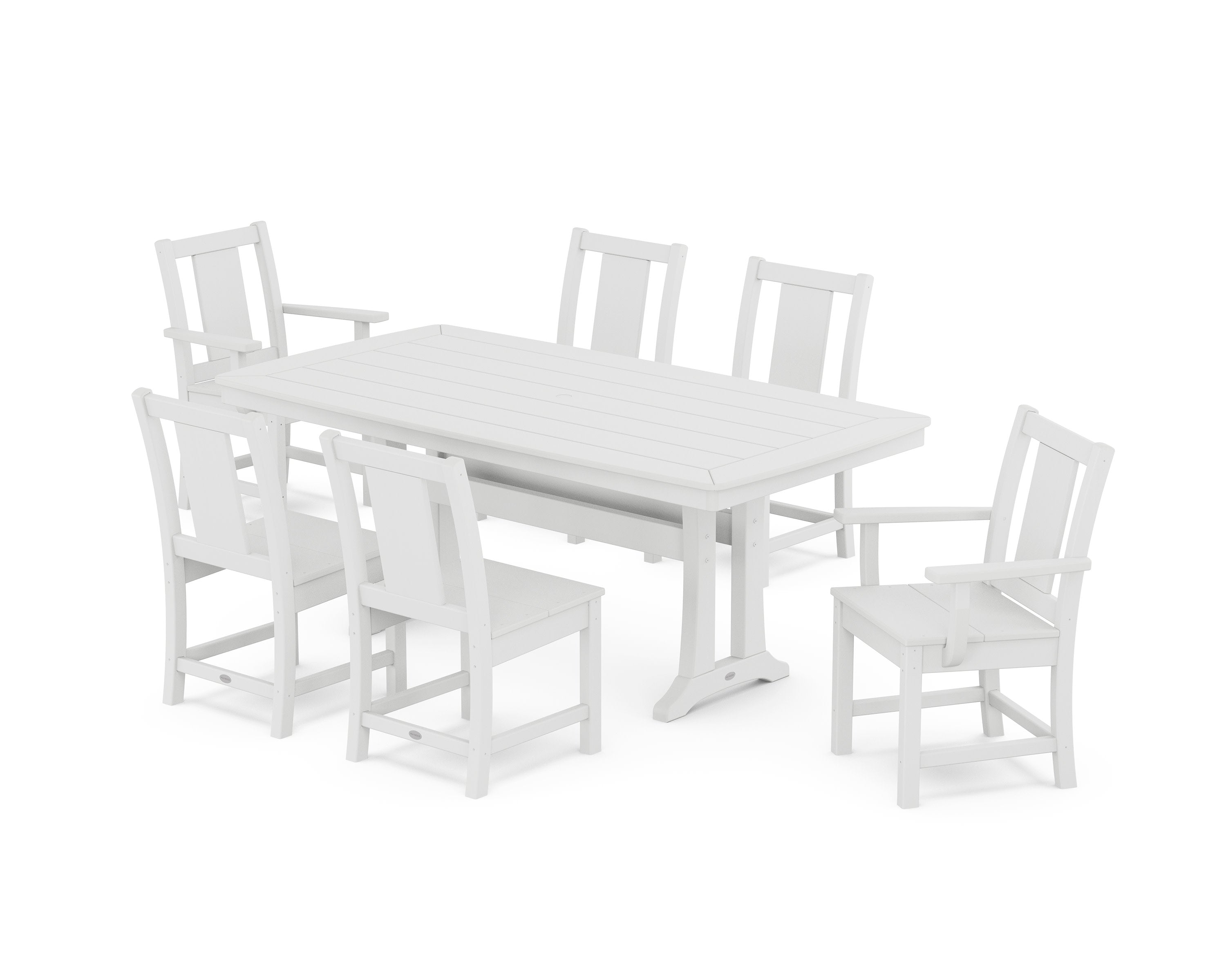 Prairie 7-Piece Dining Set with Trestle Legs in White