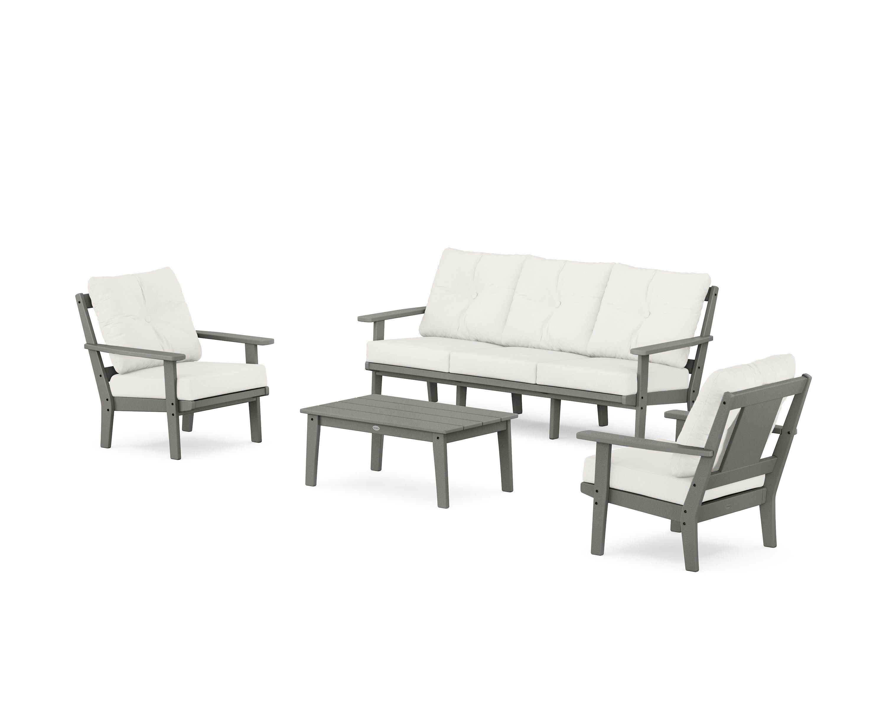 Prairie 4-Piece Deep Seating Set with Sofa in Slate Grey / Natural Linen