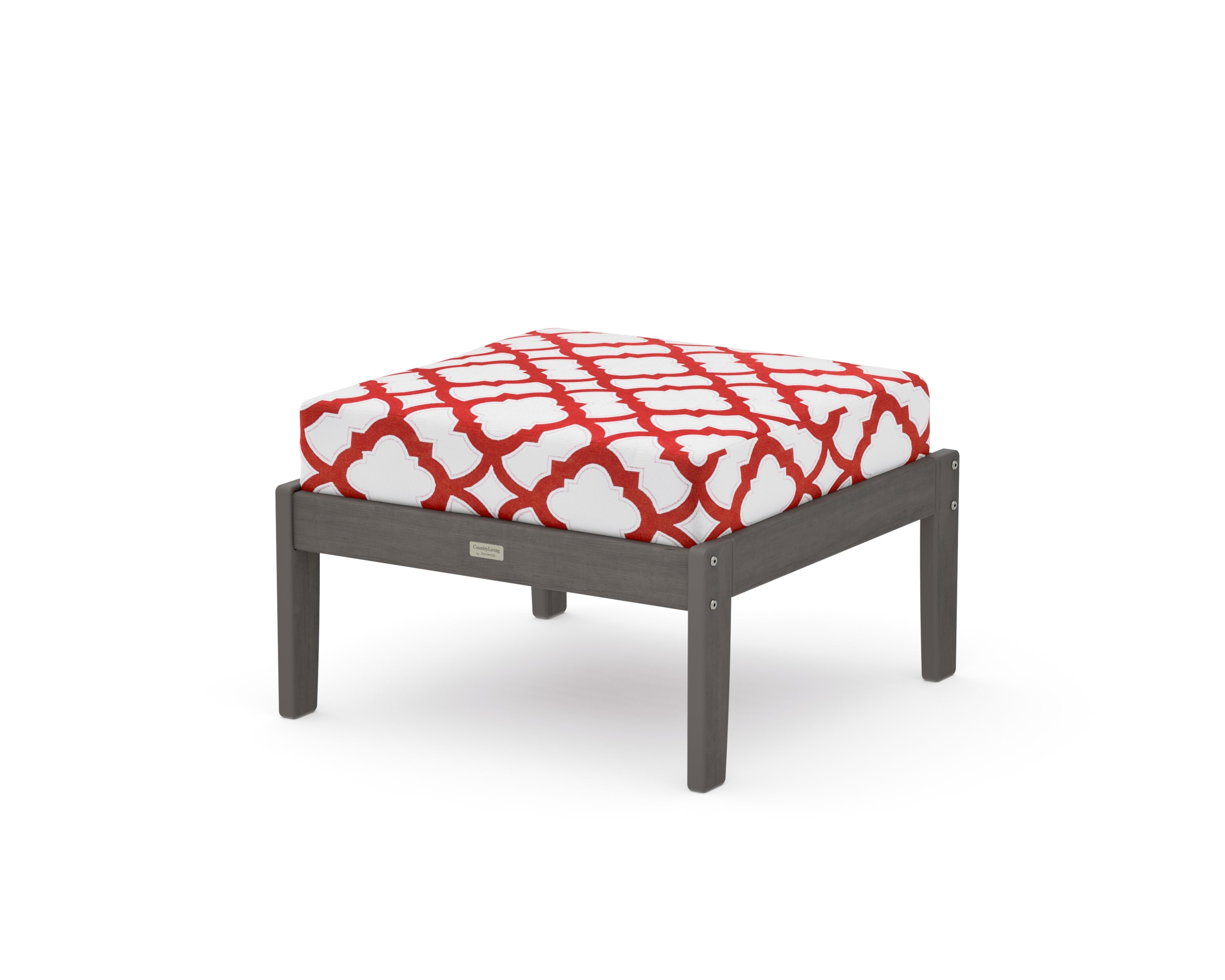 Cottage Deep Seating Ottoman in Driftwood / Trellis Crimson