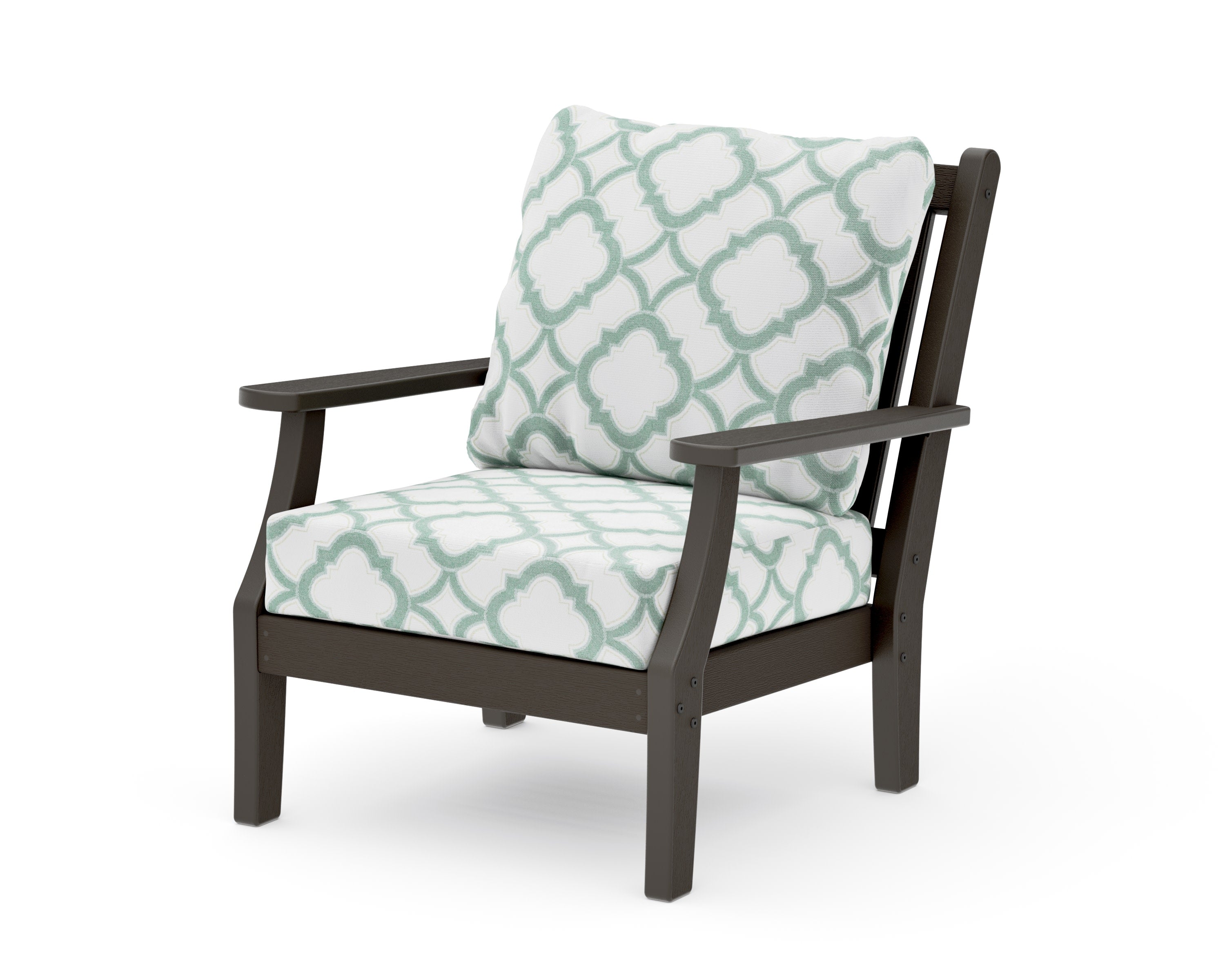 Wovendale Deep Seating Chair in Vintage Coffee / Trellis Glacier Spa
