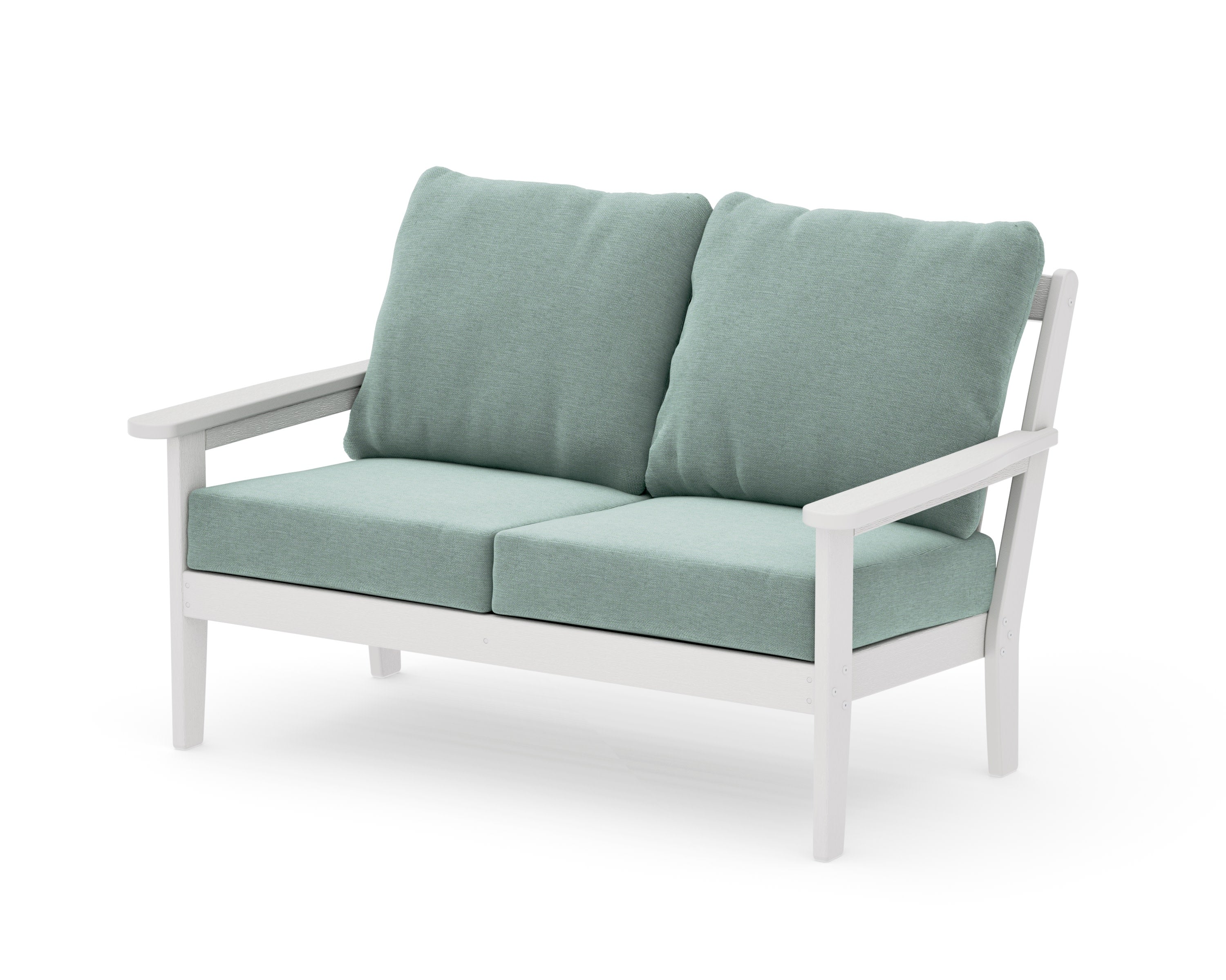 Cottage Deep Seating Loveseat in Vintage White / Glacier Spa