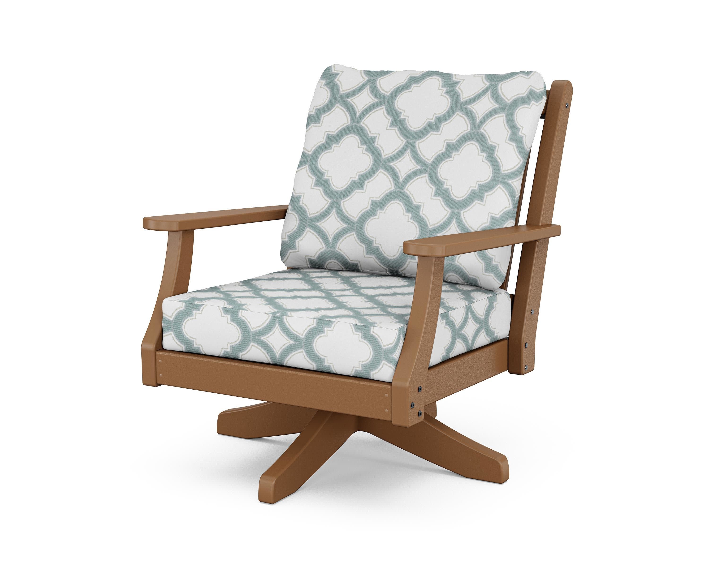 Wovendale Deep Seating Swivel Chair in Teak / Trellis Glacier Spa