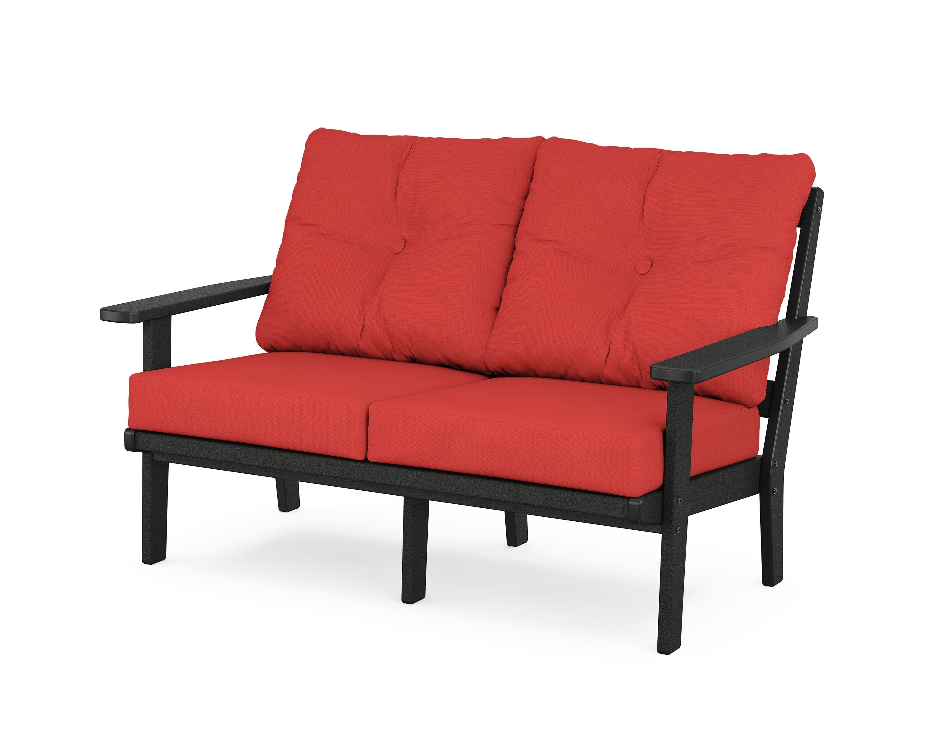 Prairie Deep SeatingLoveseat in Black / Crimson Linen