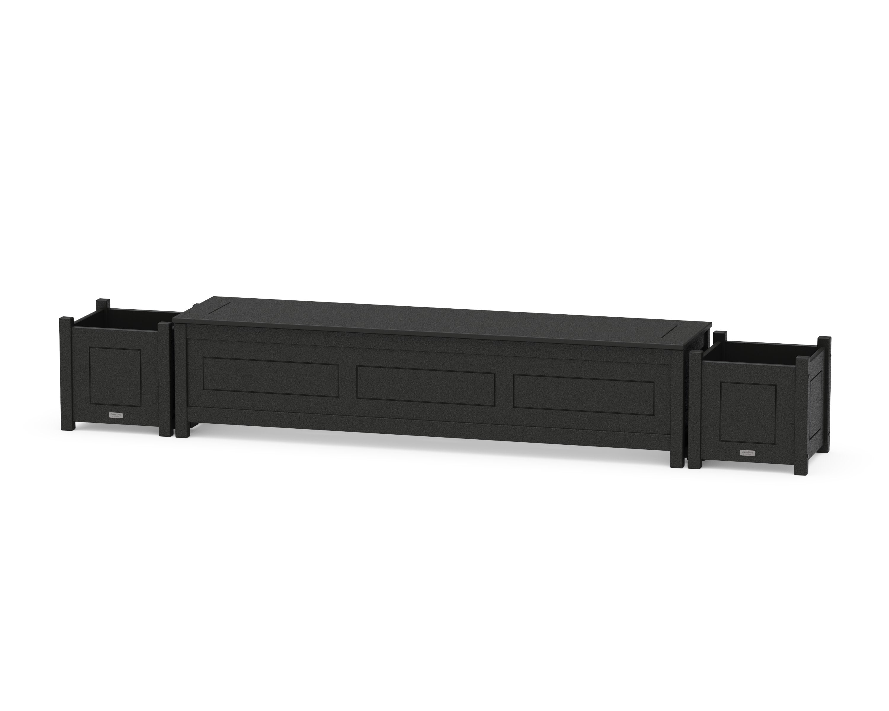 72" Country Living Straight Planter Storage Bench Set in Black