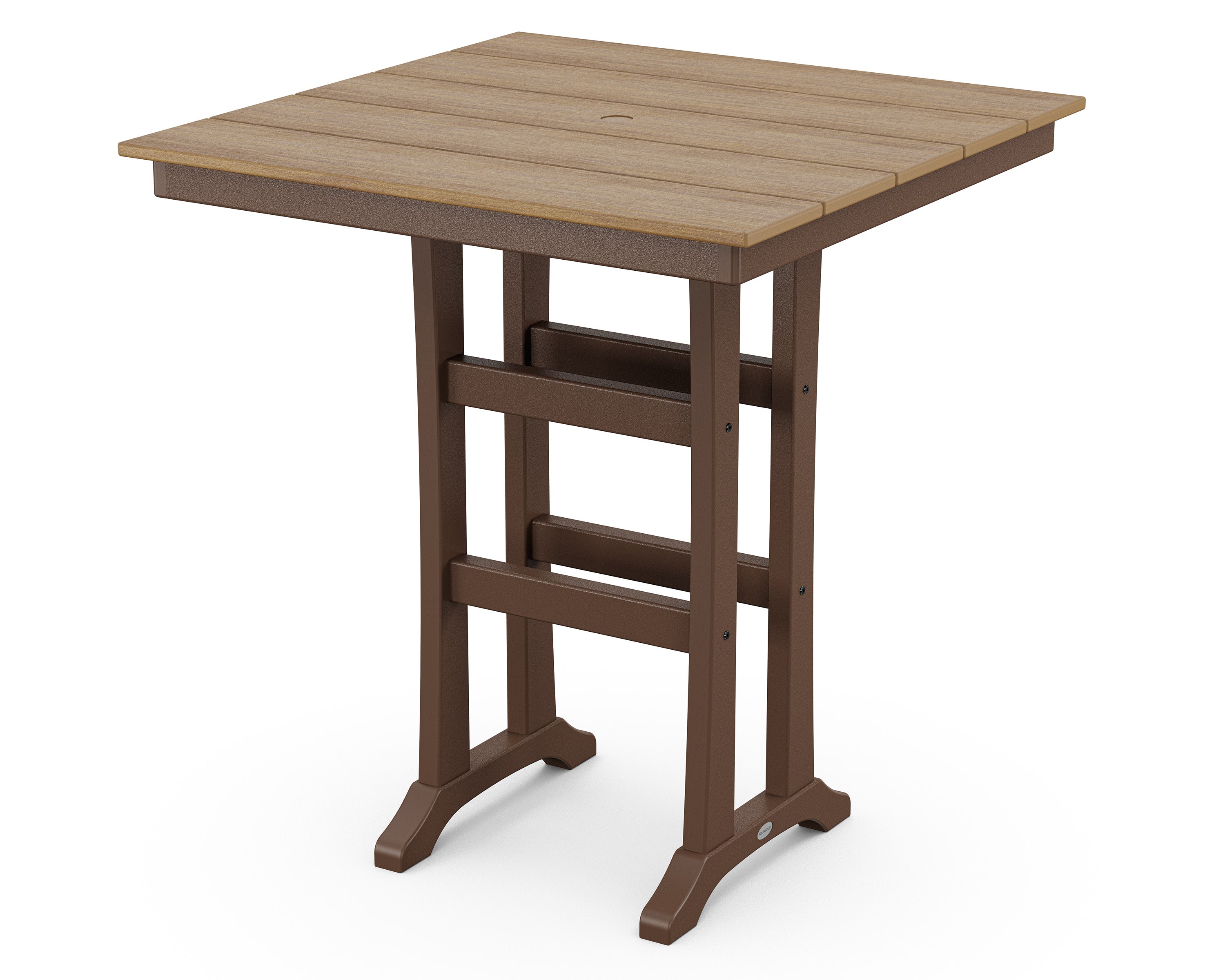 Farmhouse Trestle 37" Bar Table in Mahogany / Natural