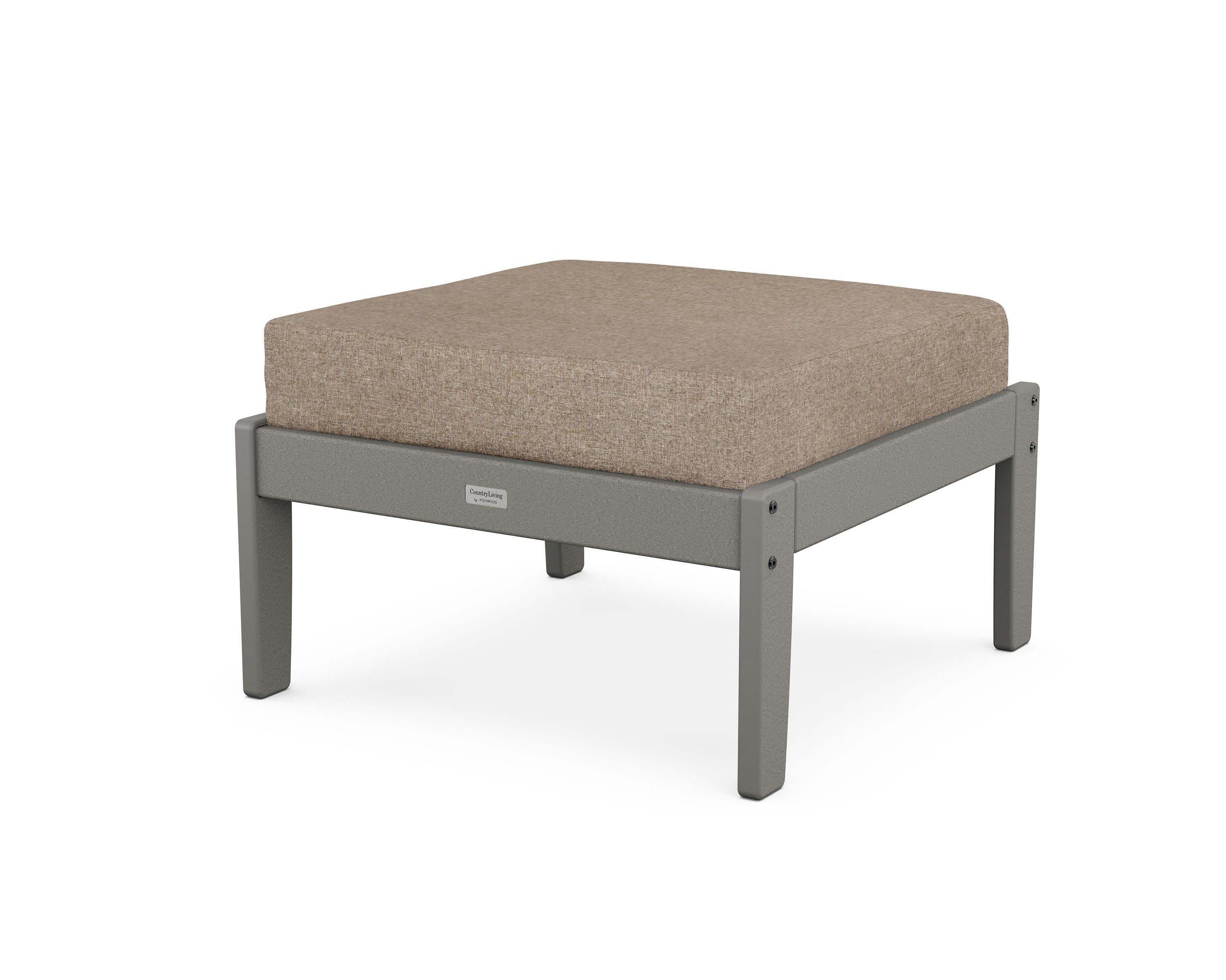 Cottage Deep Seating Ottoman in Slate Grey / Spiced Burlap