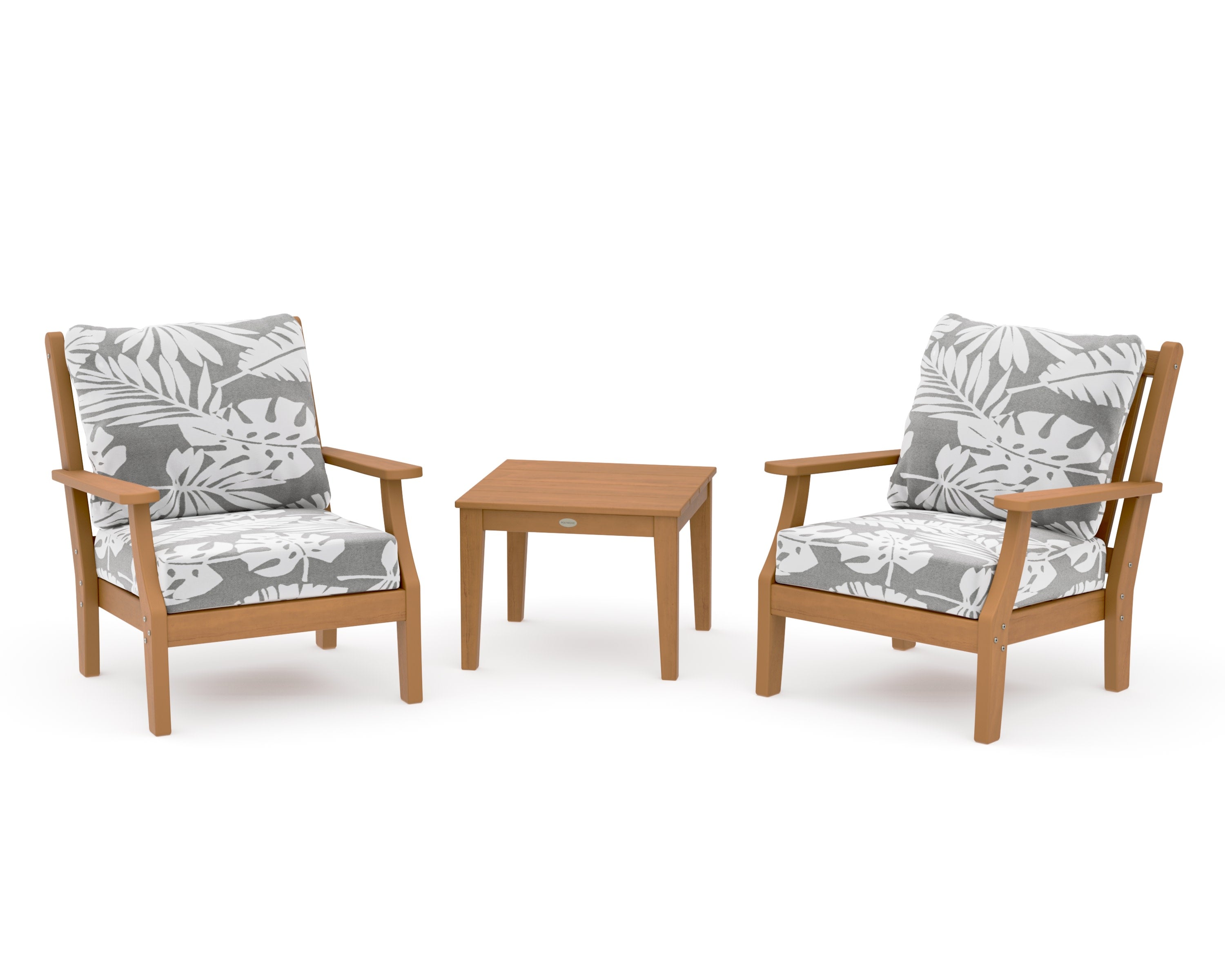 Wovendale 3-Piece Deep Seating Set in Natural / Leaf Grey Mist