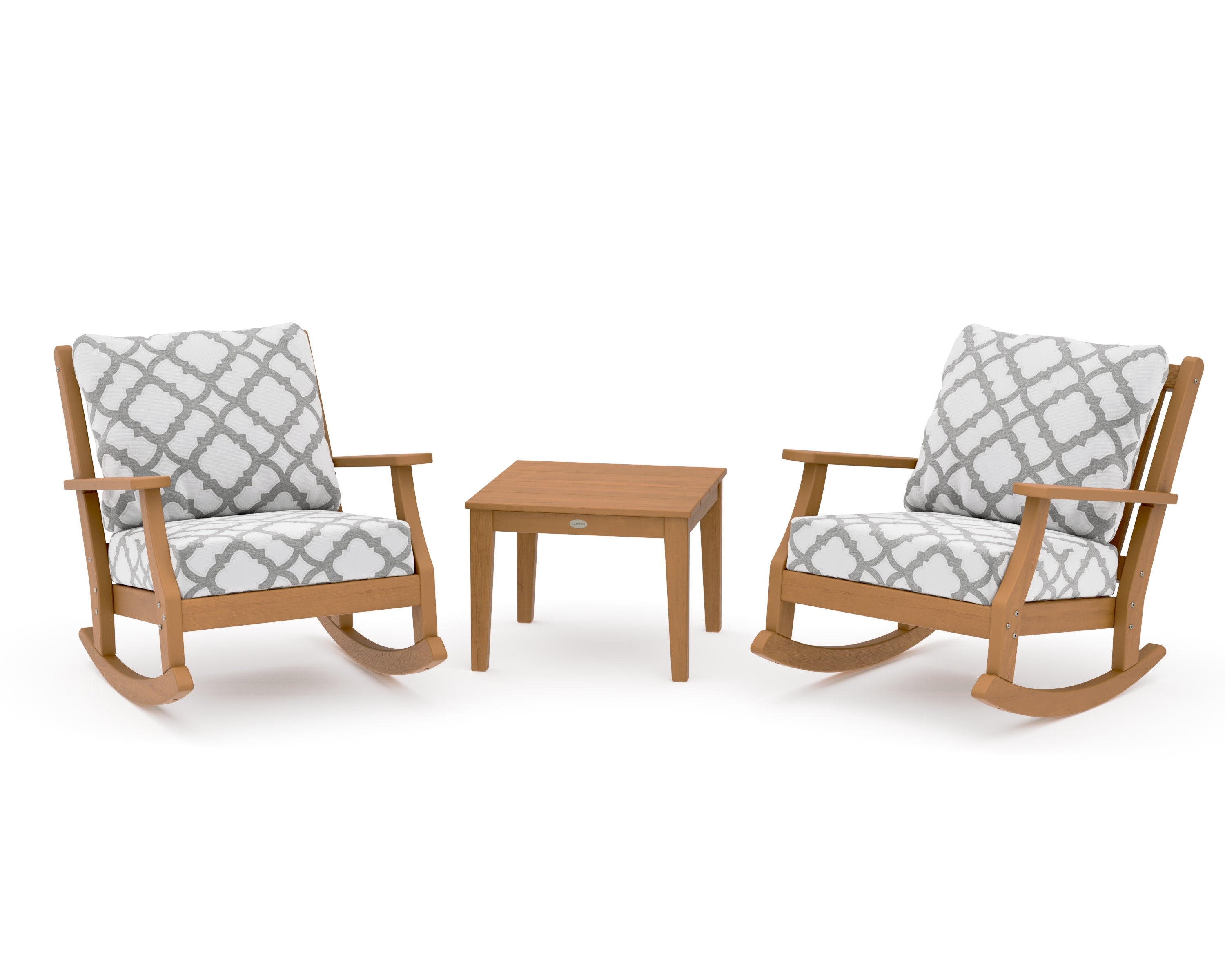 Wovendale 3-Piece Deep Seating Rocker Set in Natural / Trellis Grey Mist