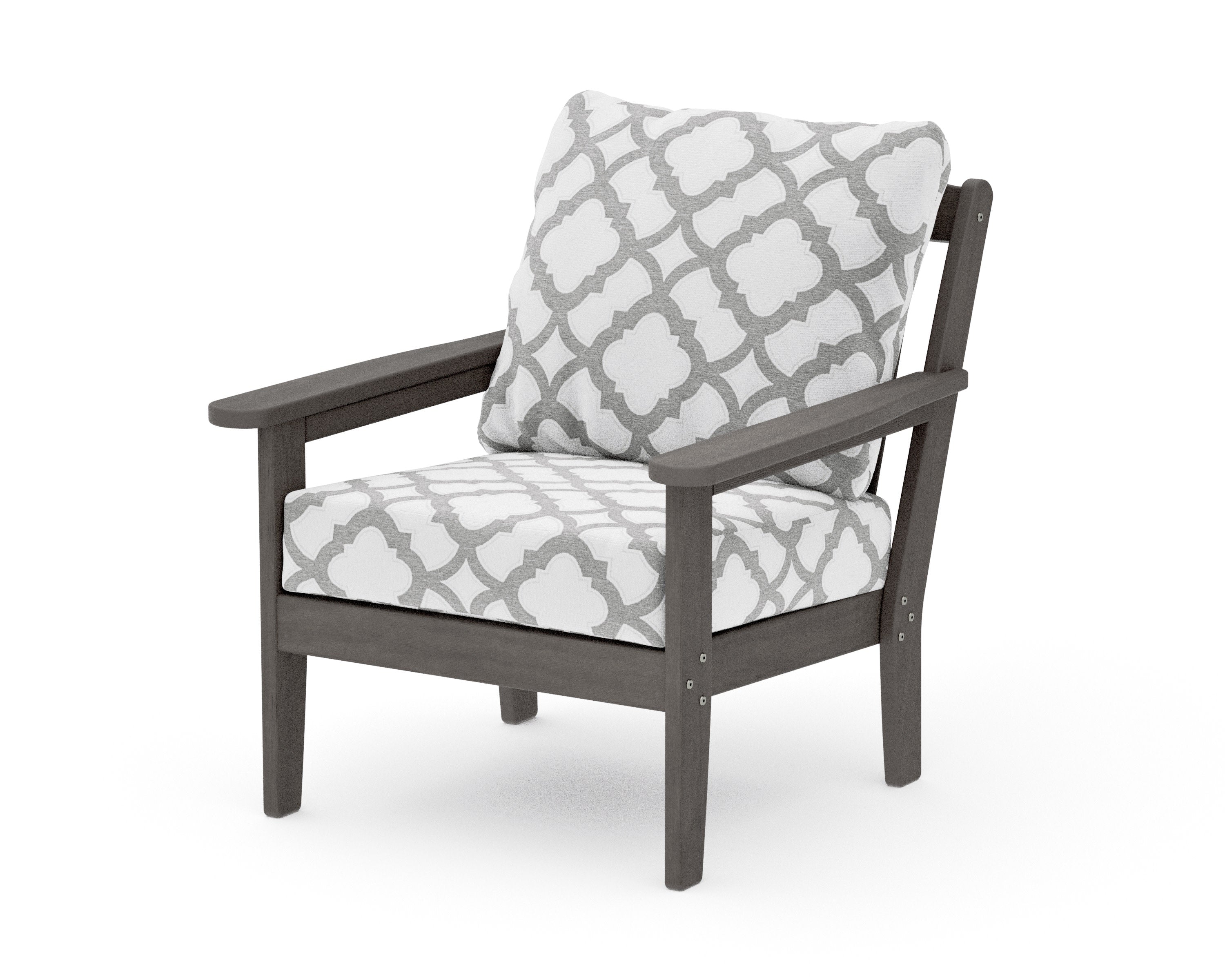 Cottage Deep Seating Chair in Driftwood / Cabana Stripe Glacier Spa