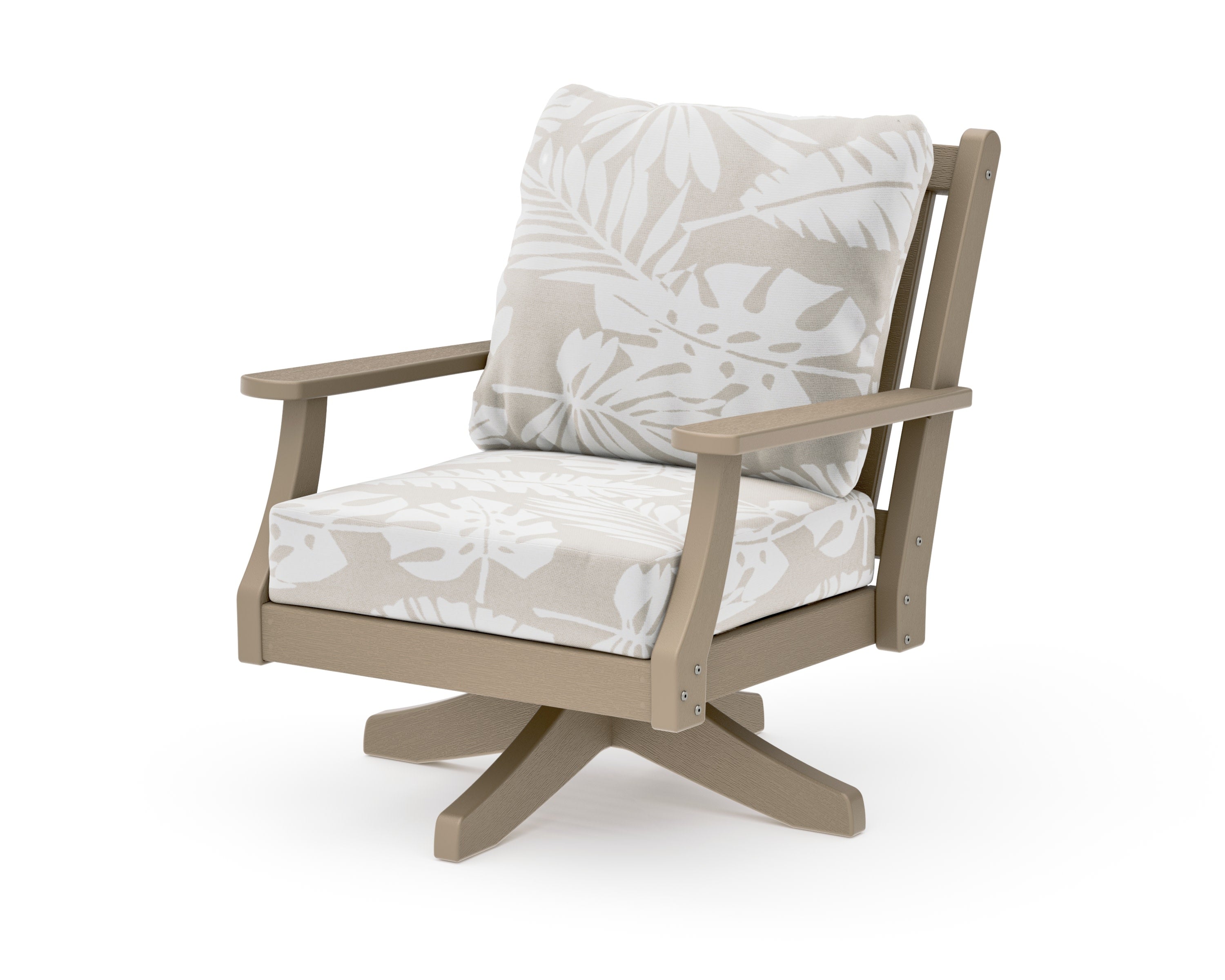 Wovendale Deep Seating Swivel Chair in Vintage Sahara / Leaf Dune Burlap