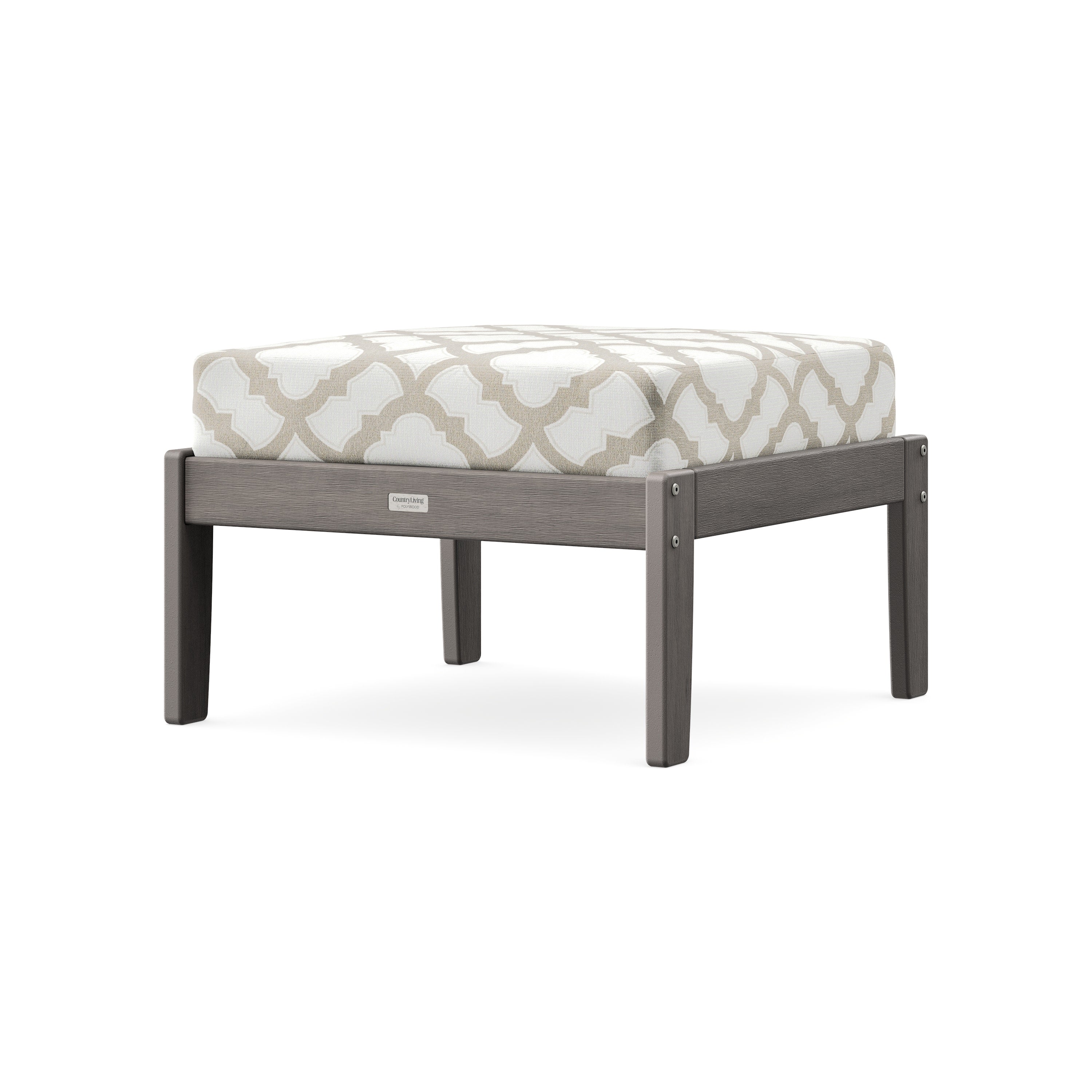 Cottage Deep Seating Ottoman in Driftwood / Trellis Dune Burlap